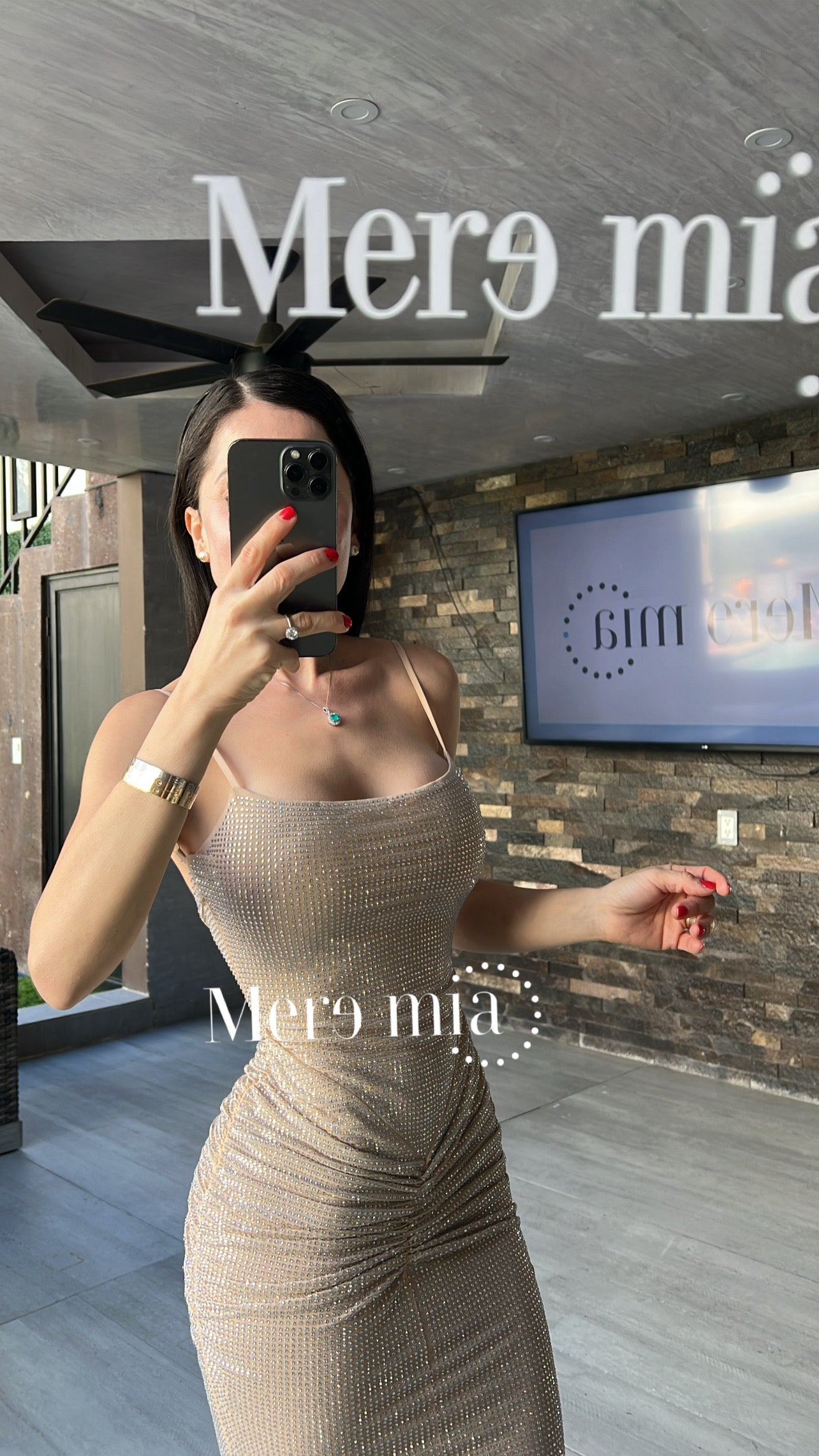 Vestido plata puntos nudo