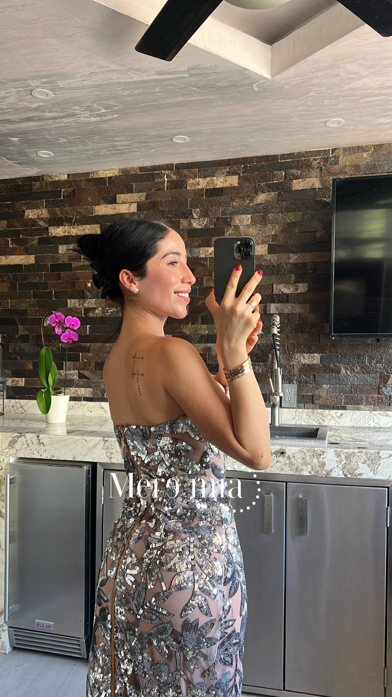 Vestido plata ramas