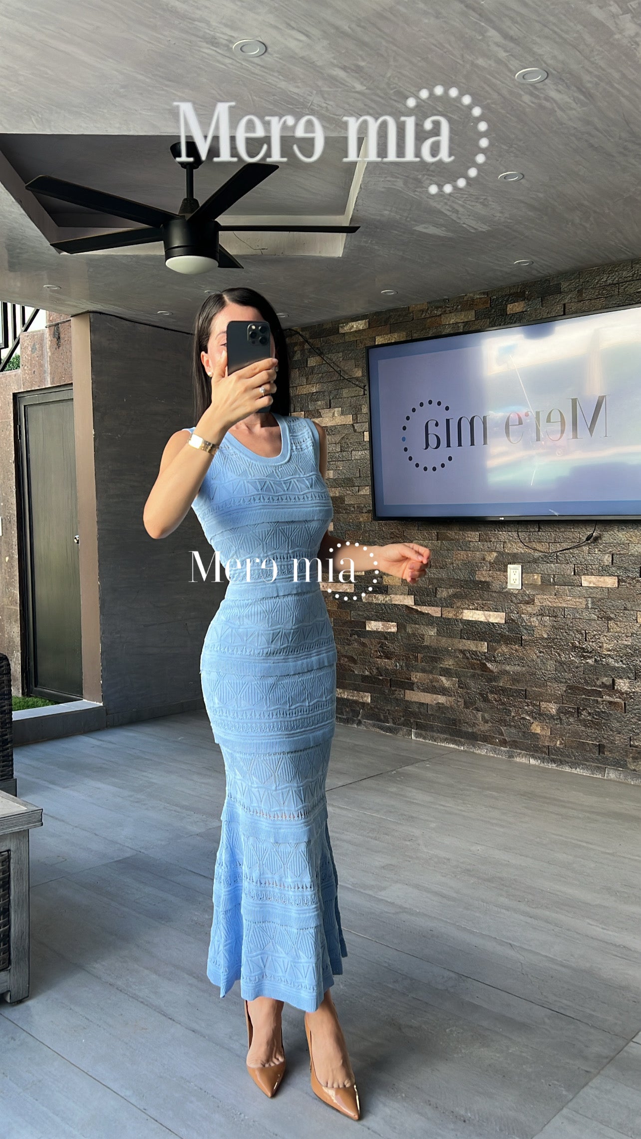 Vestido azul olanes