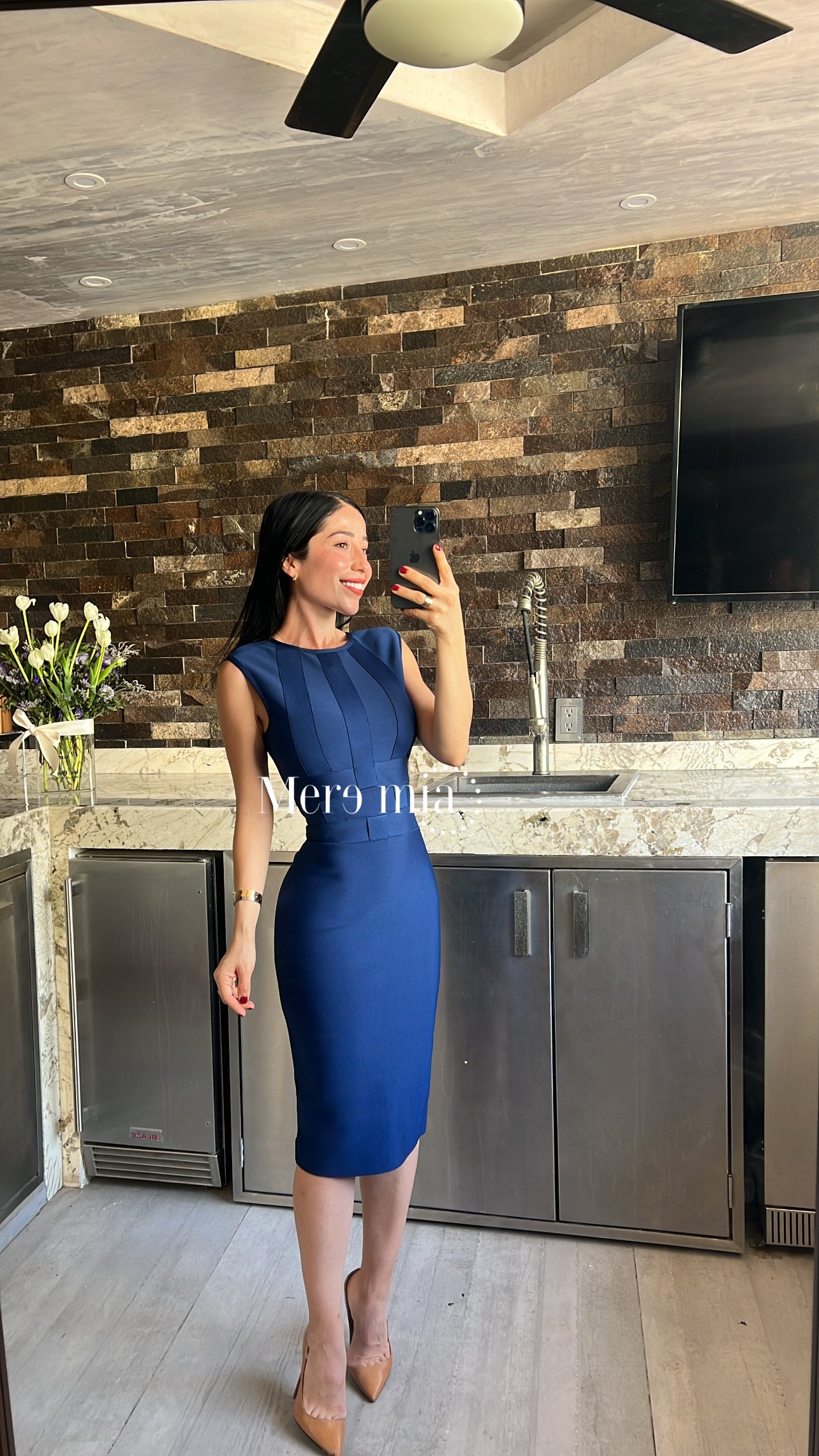 Vestido rayas liso midi