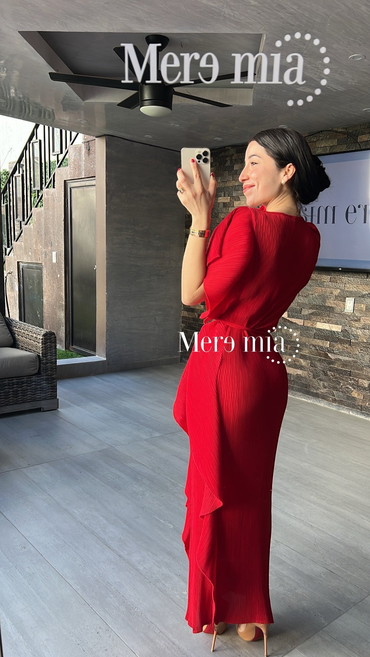 Vestido plisado escarola