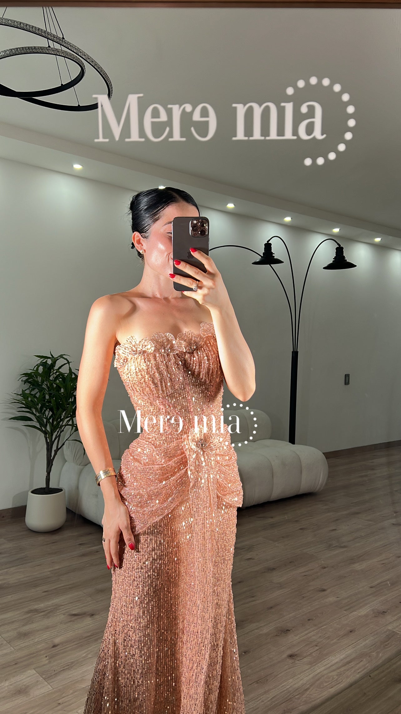 Vestido rose gold lentejuelas