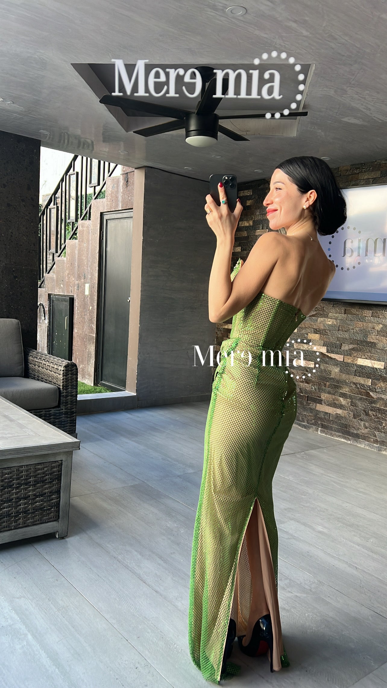 Vestido verde torn apl