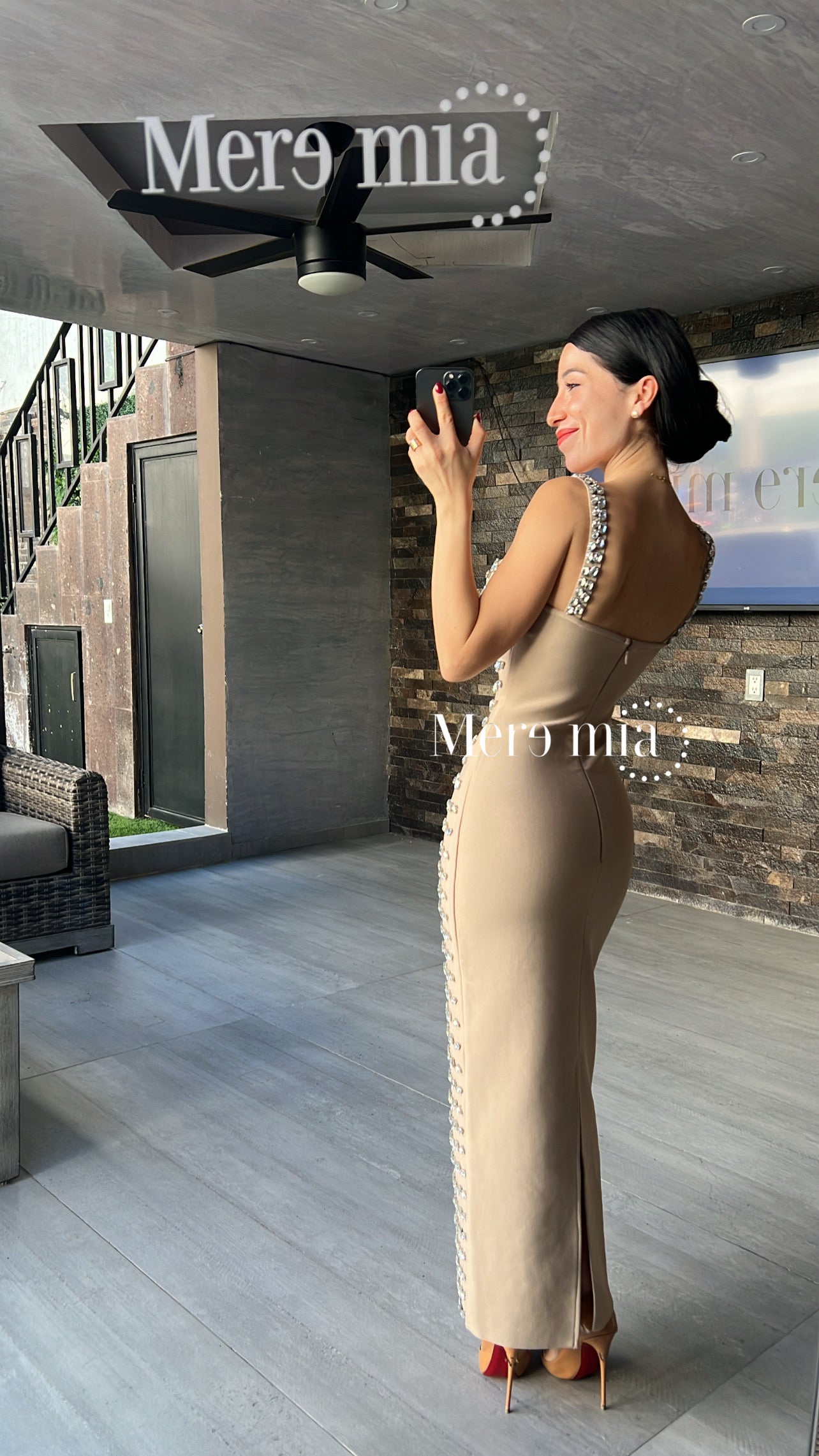 Vestido apl plata copas