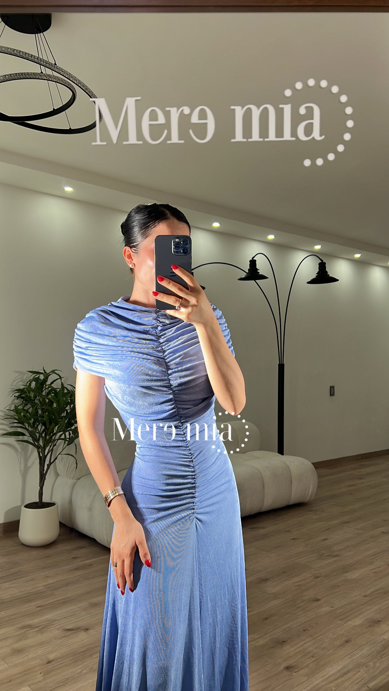 Vestido chal plisado cuello