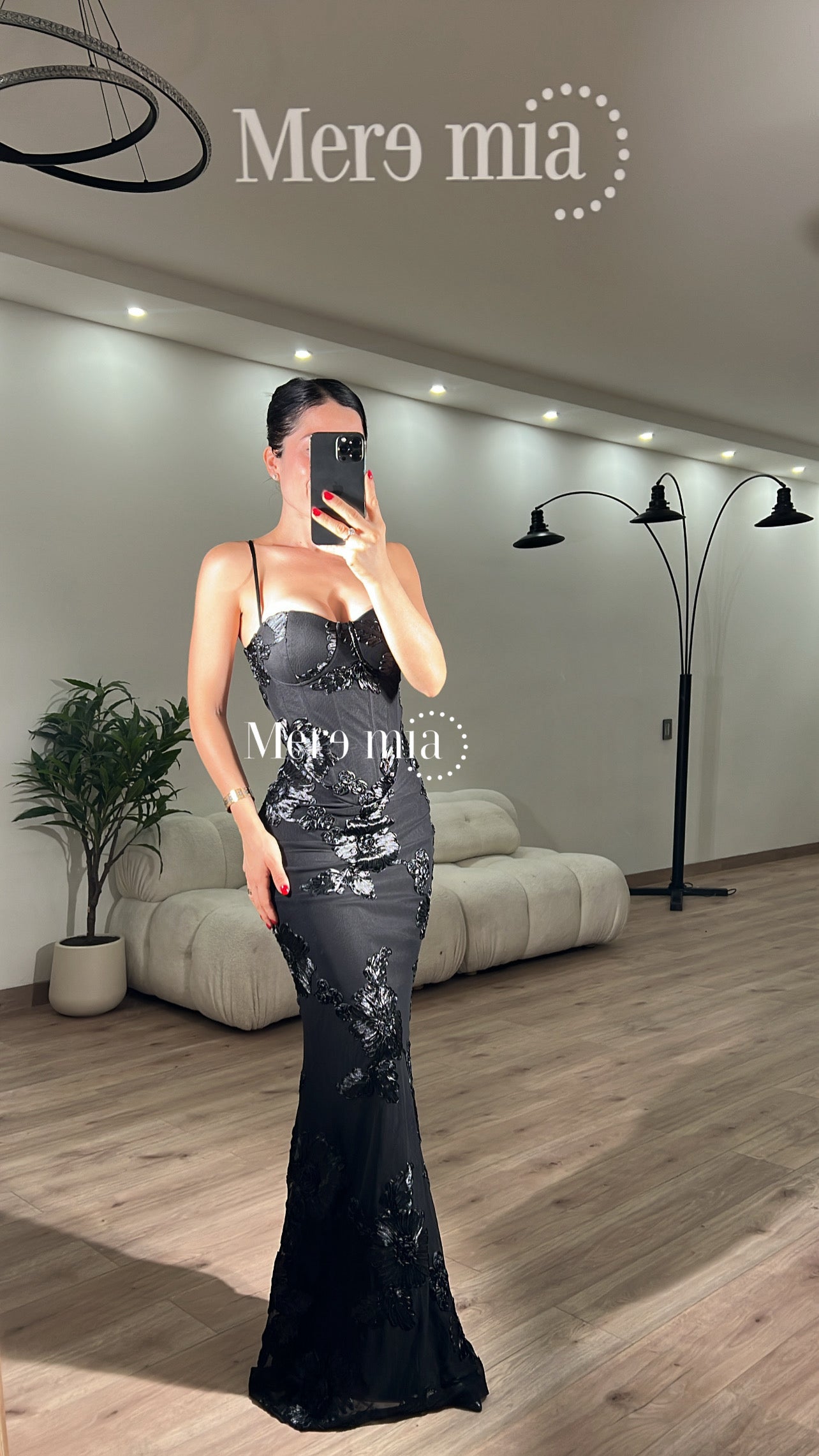 Vestido bord copas largo