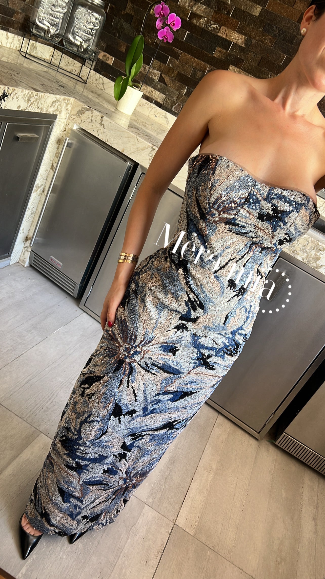 Vestido ramas lentejuelas