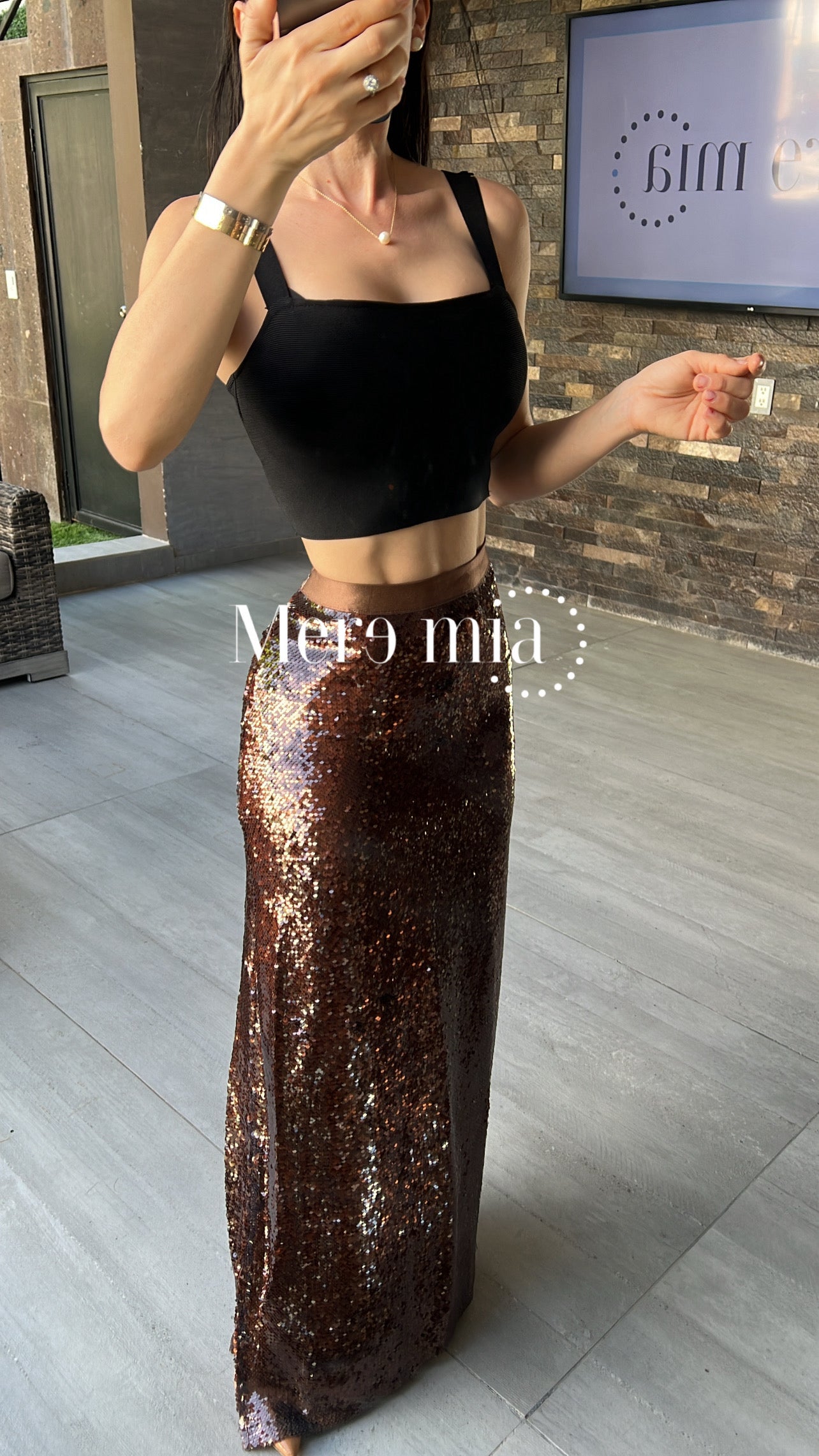 Falda lentejuelas cintura