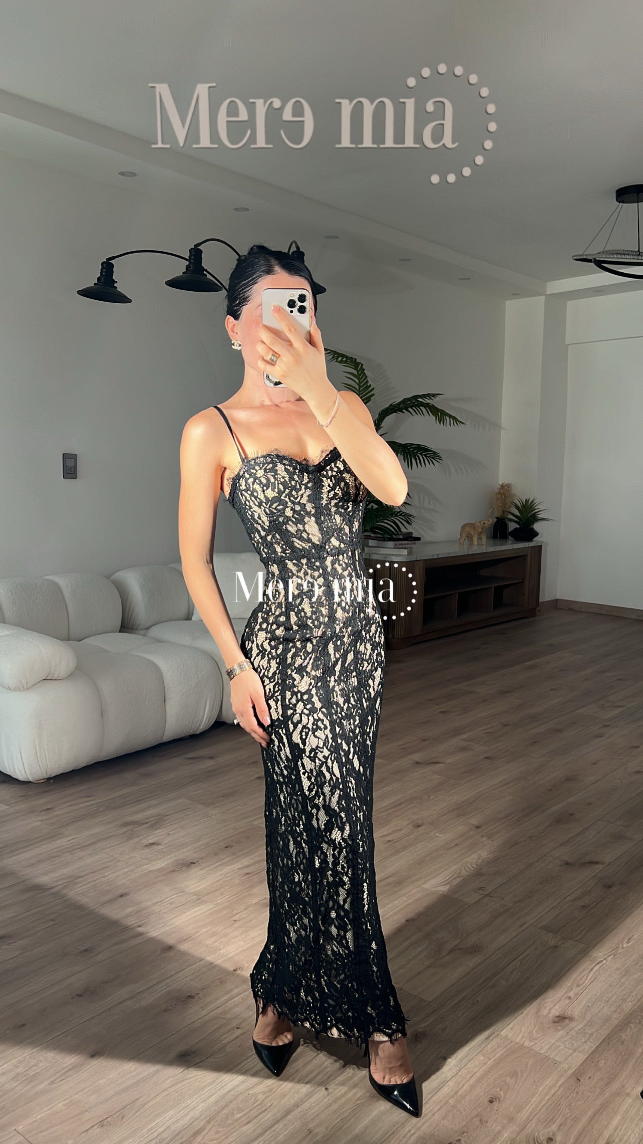 Vestido encaje midi