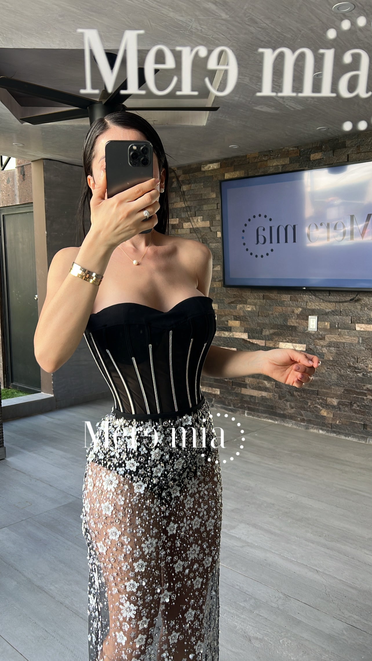 Conjunto negro estrellas falda