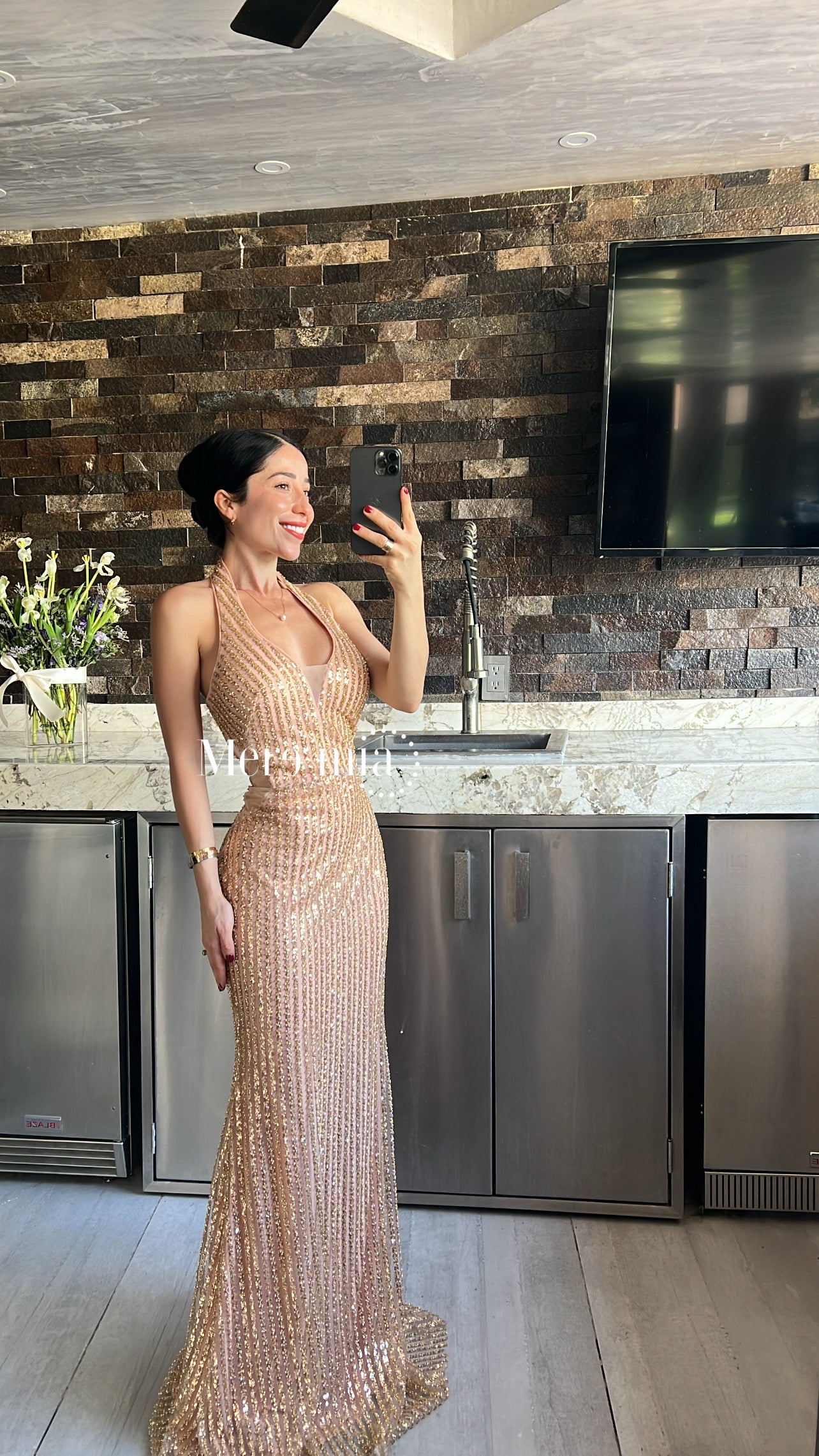 Vestido dorado lent halter