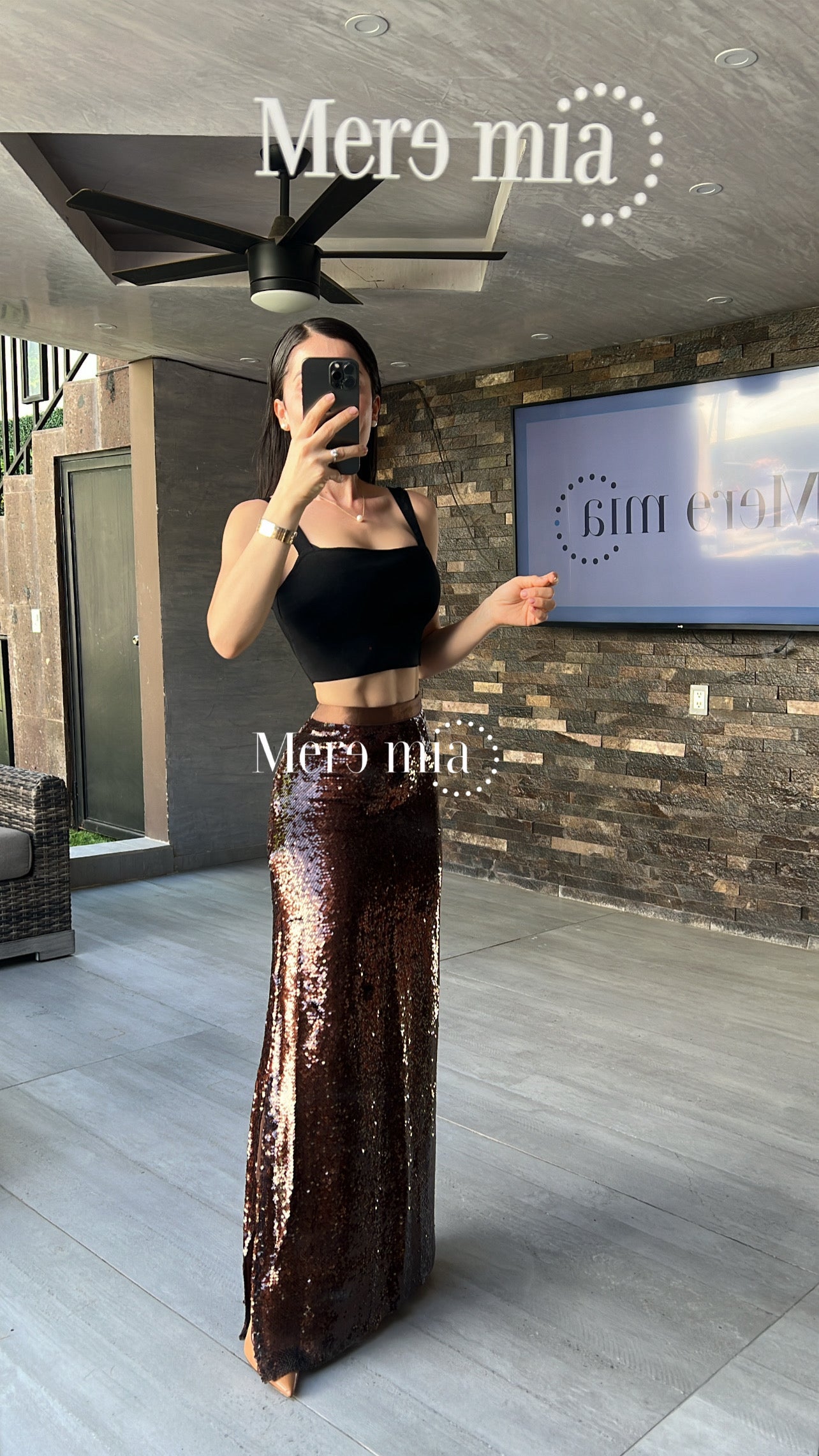 Falda lentejuelas cintura