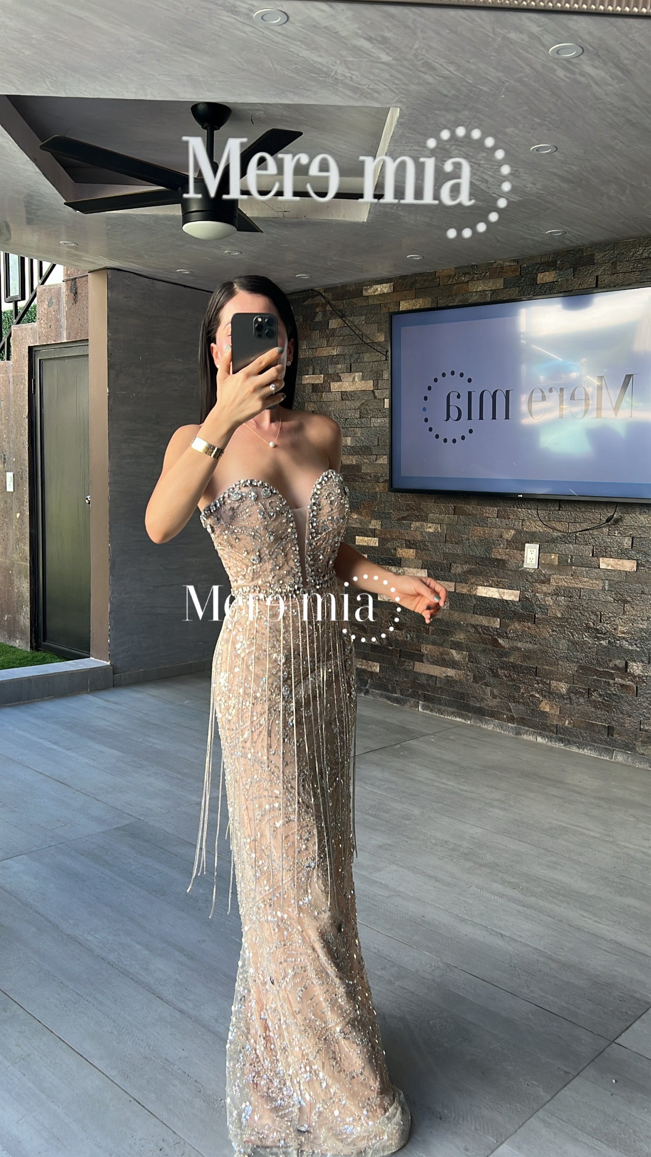 Vestido plata nude