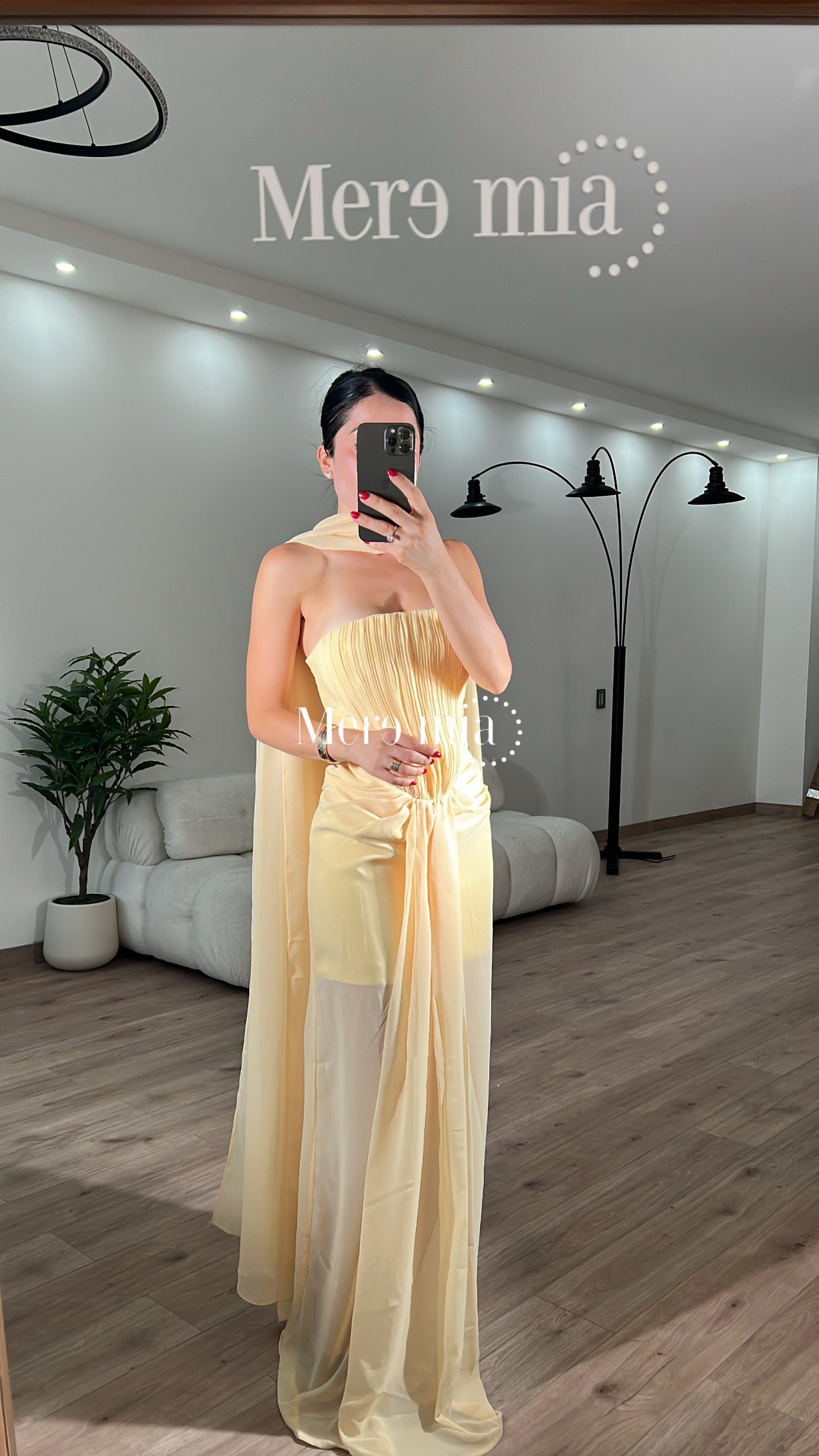 Vestido plisado estola largo