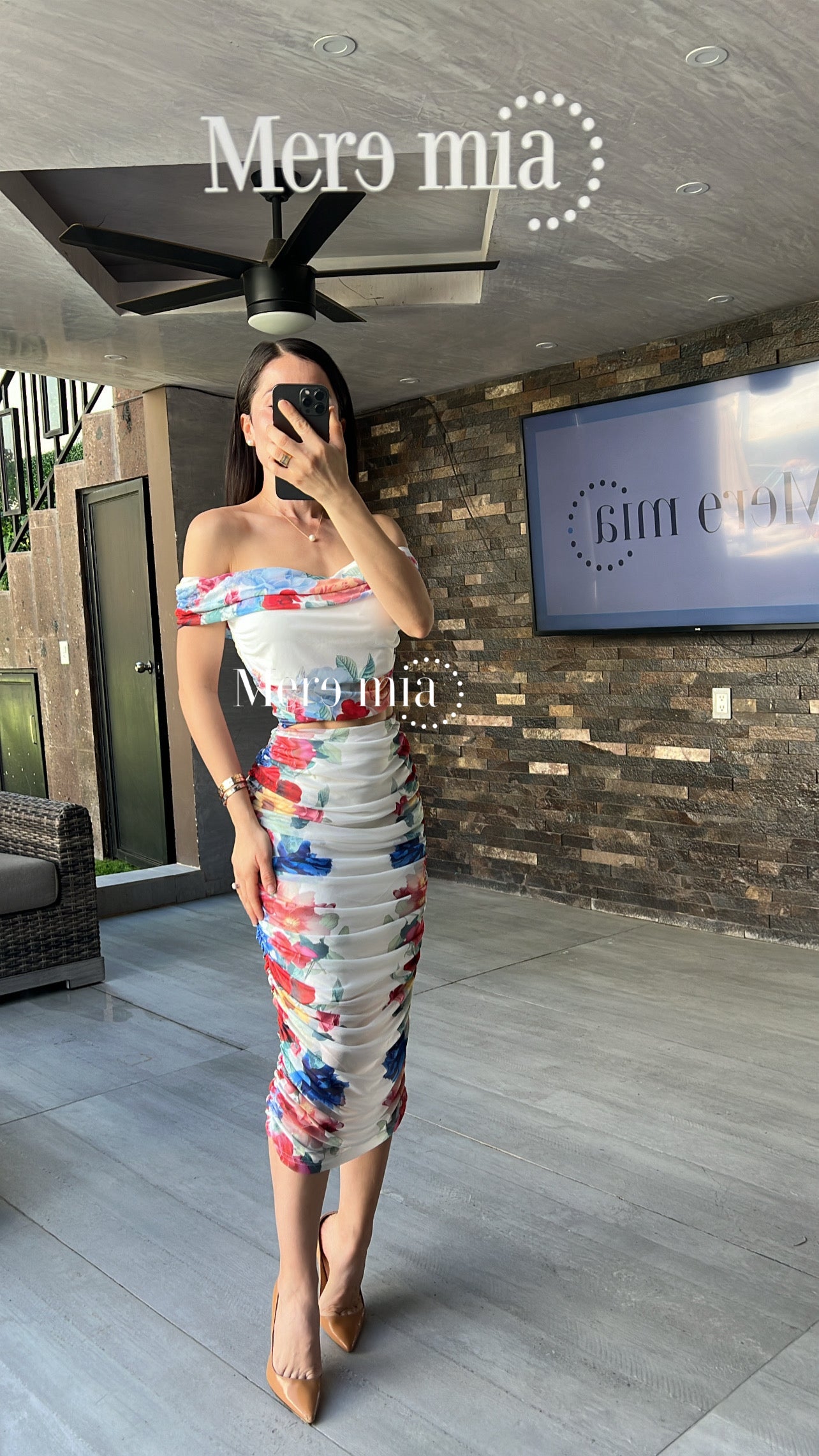 Conjunto flores plisado