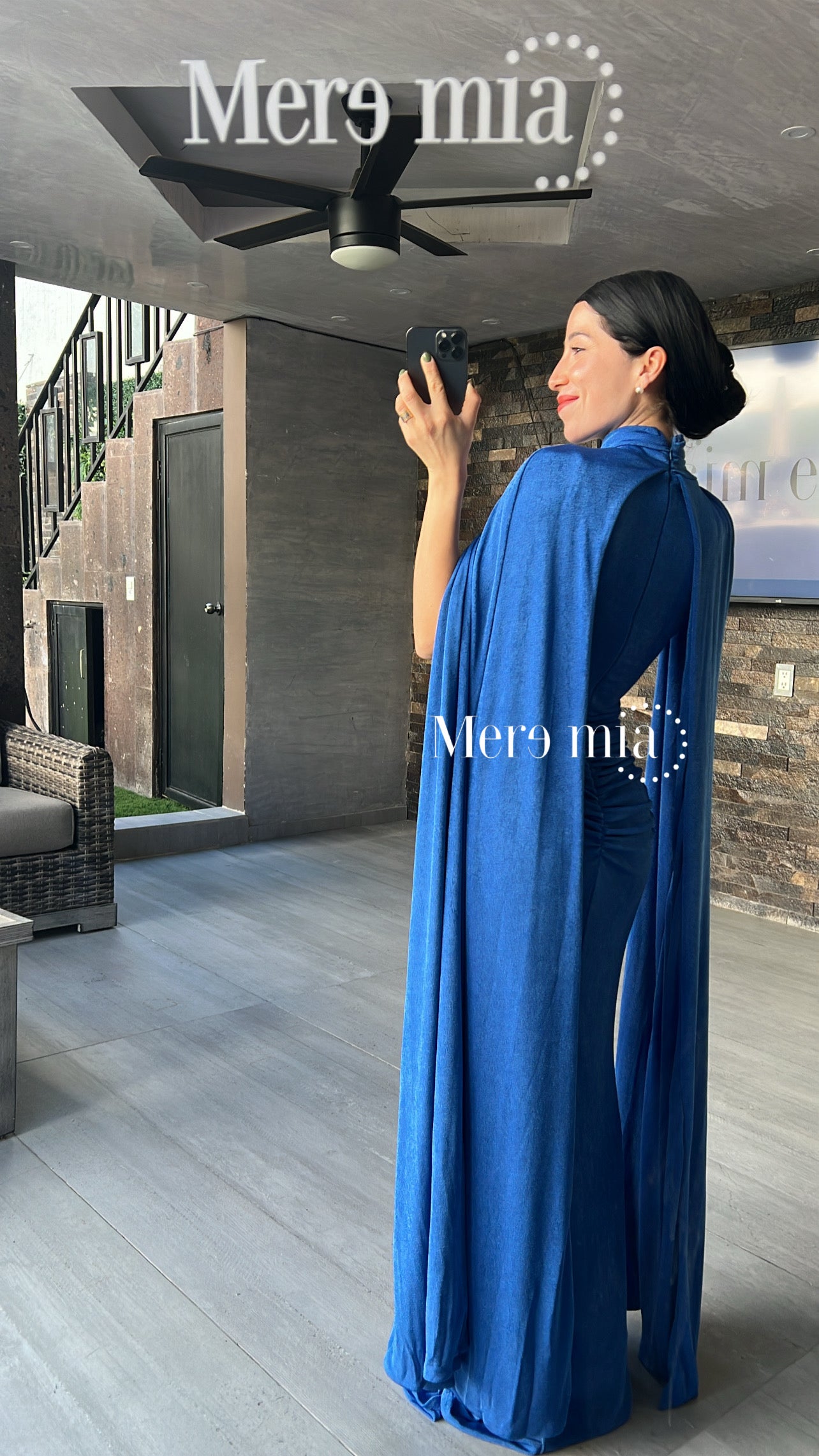 Vestido capa larga cruzada