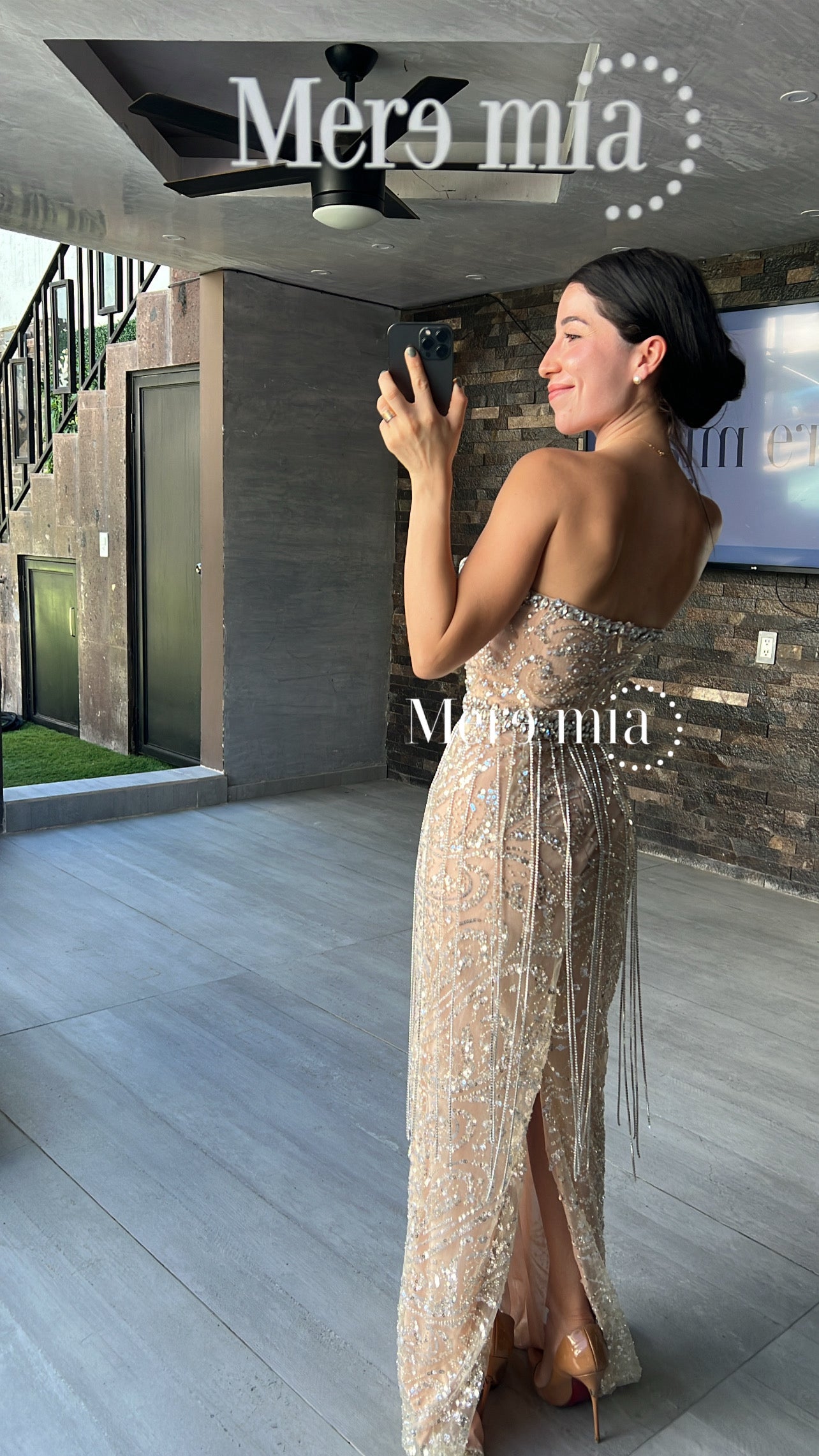 Vestido plata nude