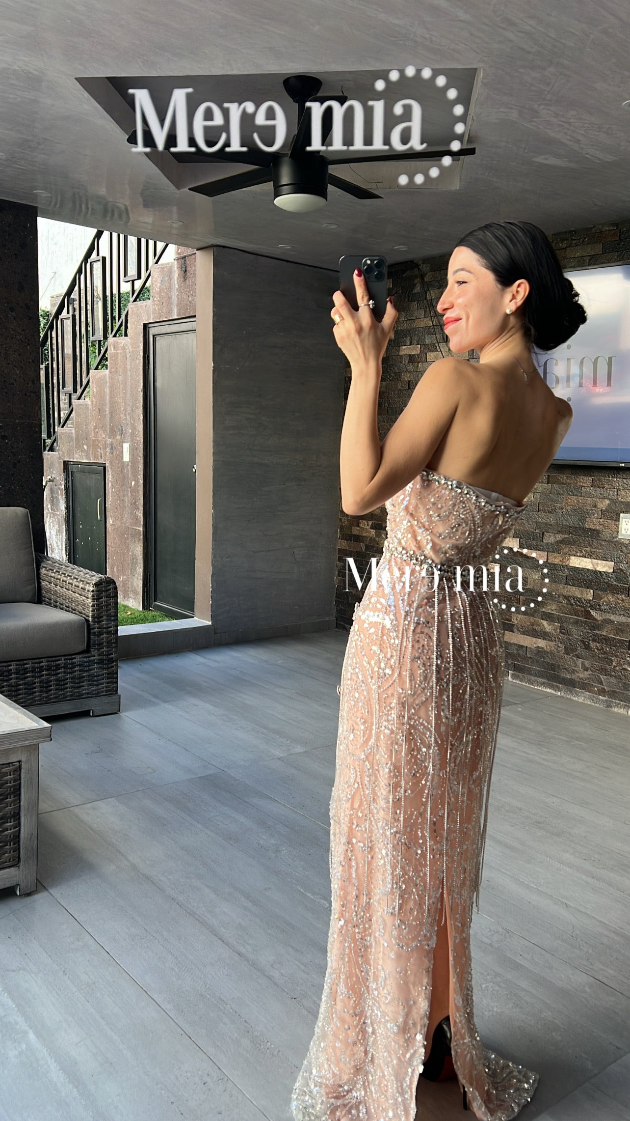 Vestido plata nude