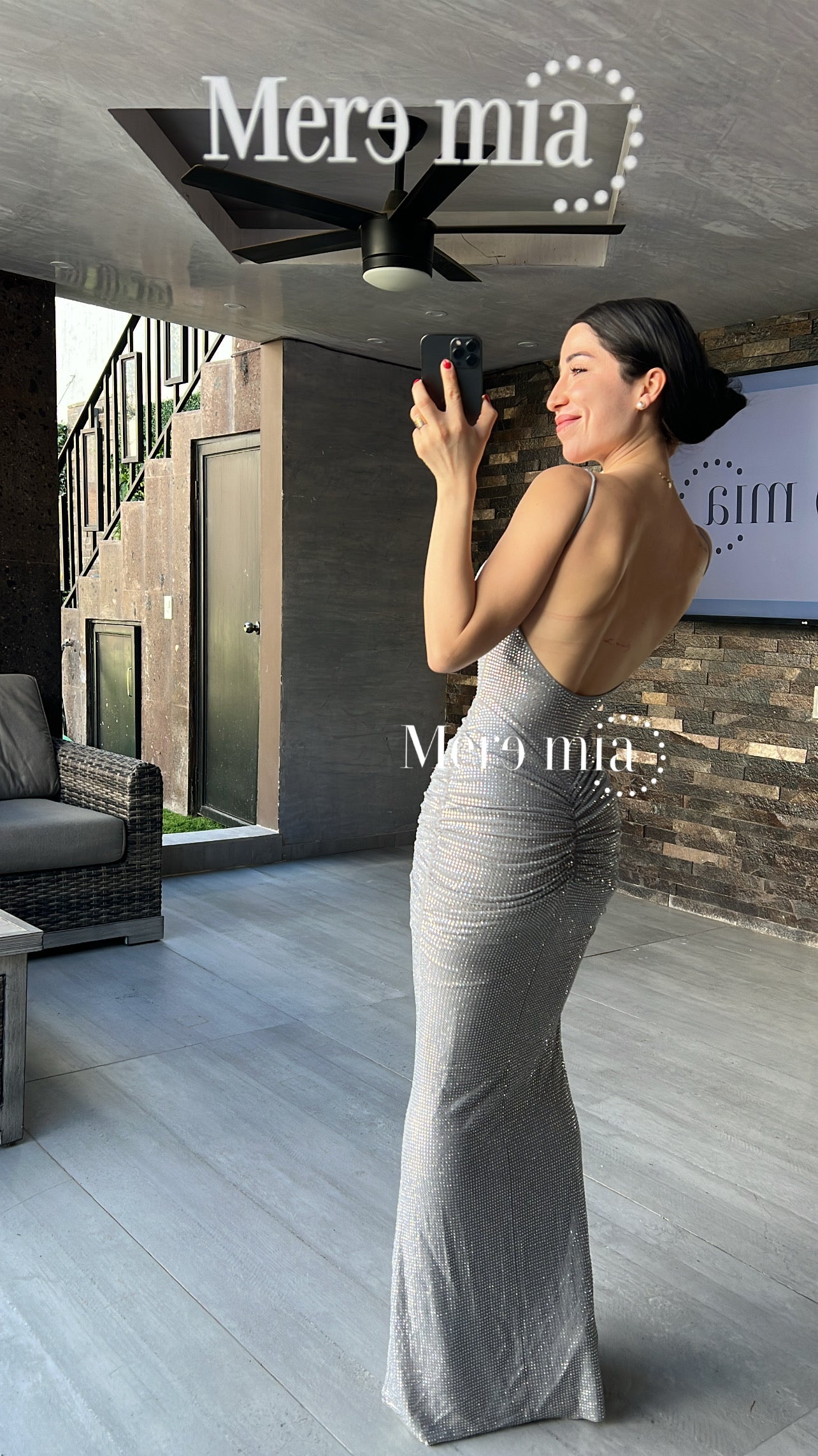 Vestido plata puntos nudo