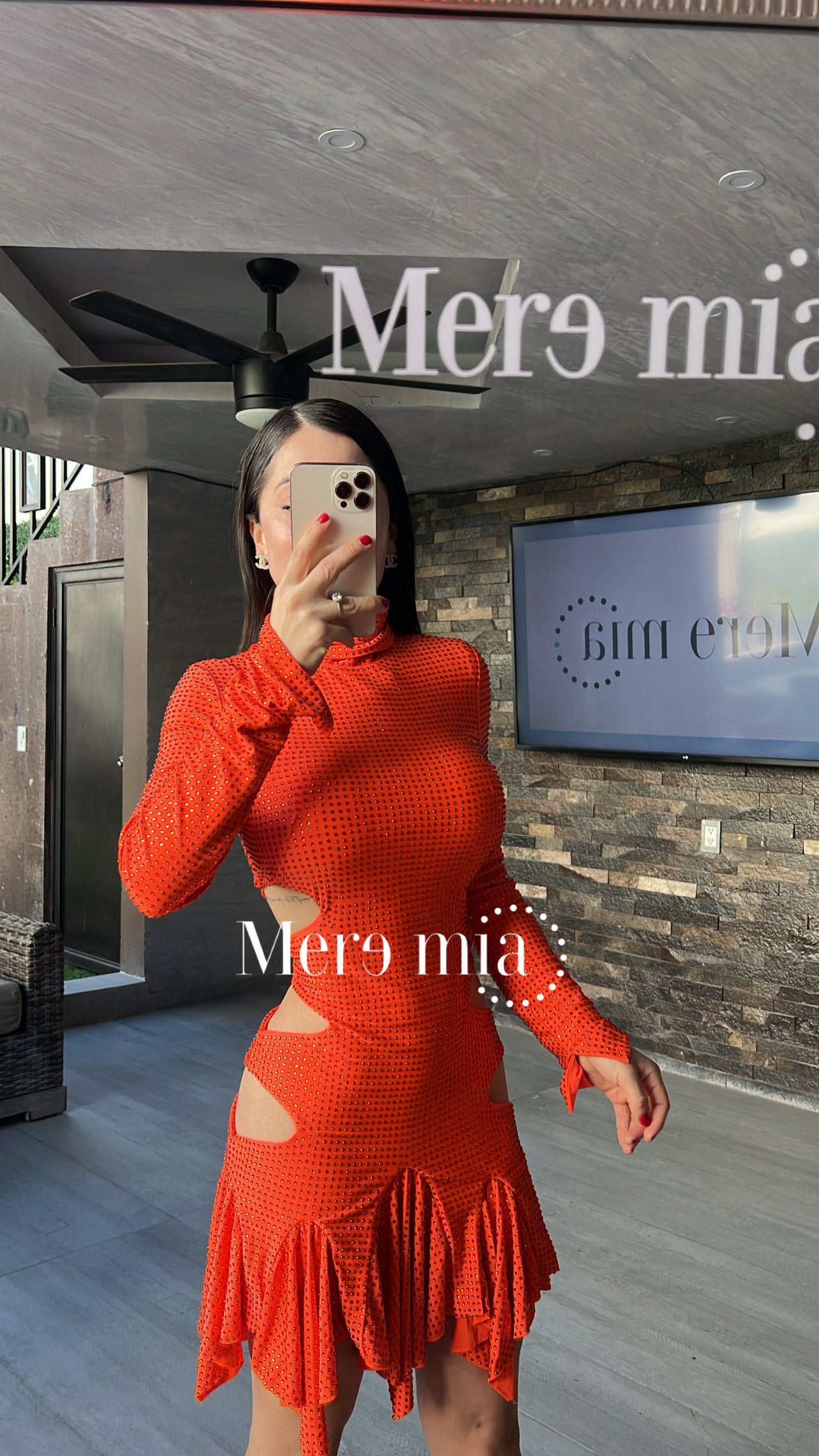 Vestido naranja puntos ml