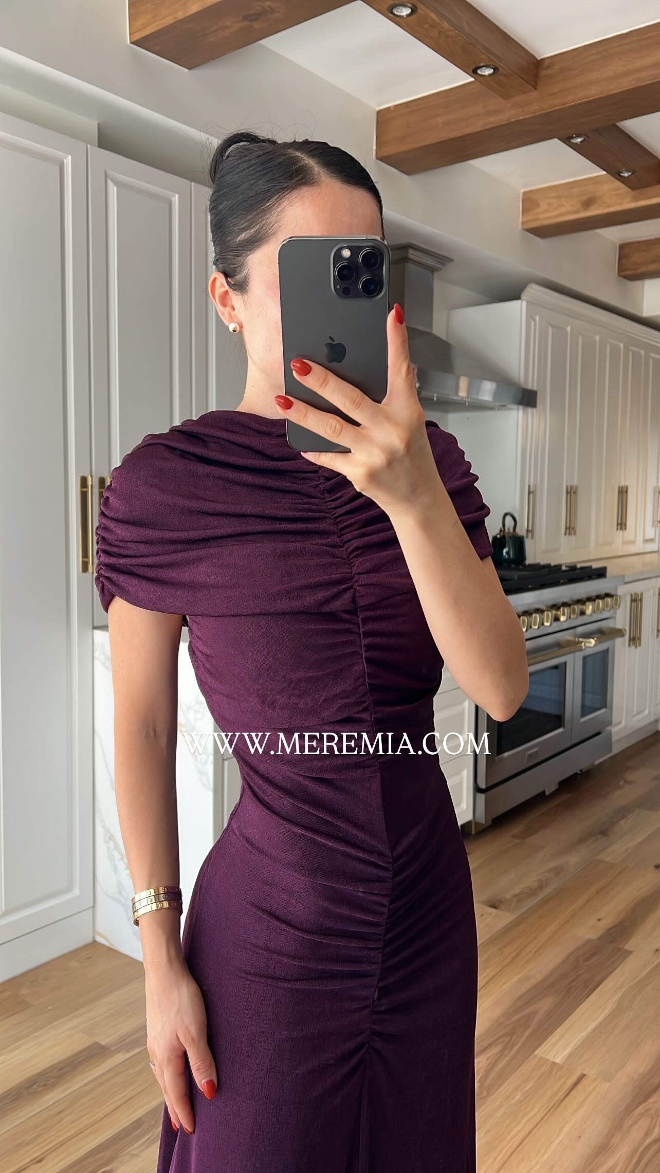Vestido chal plisado cuello