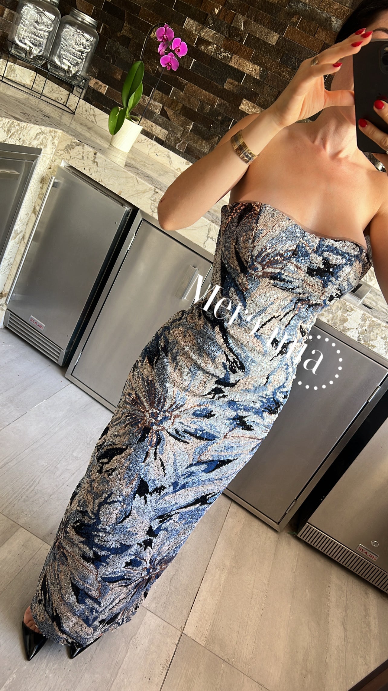 Vestido ramas lentejuelas