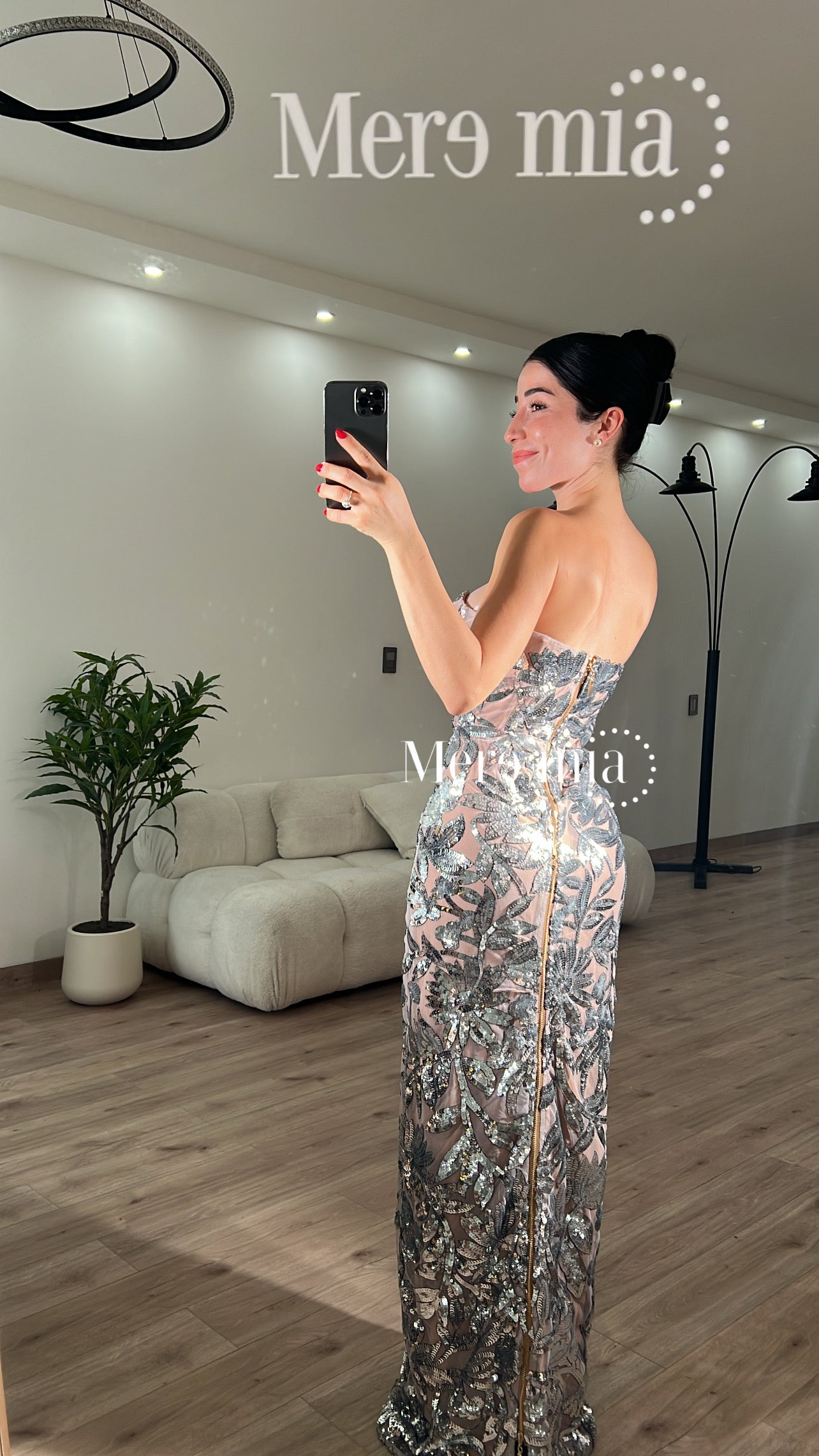 Vestido plata ramas