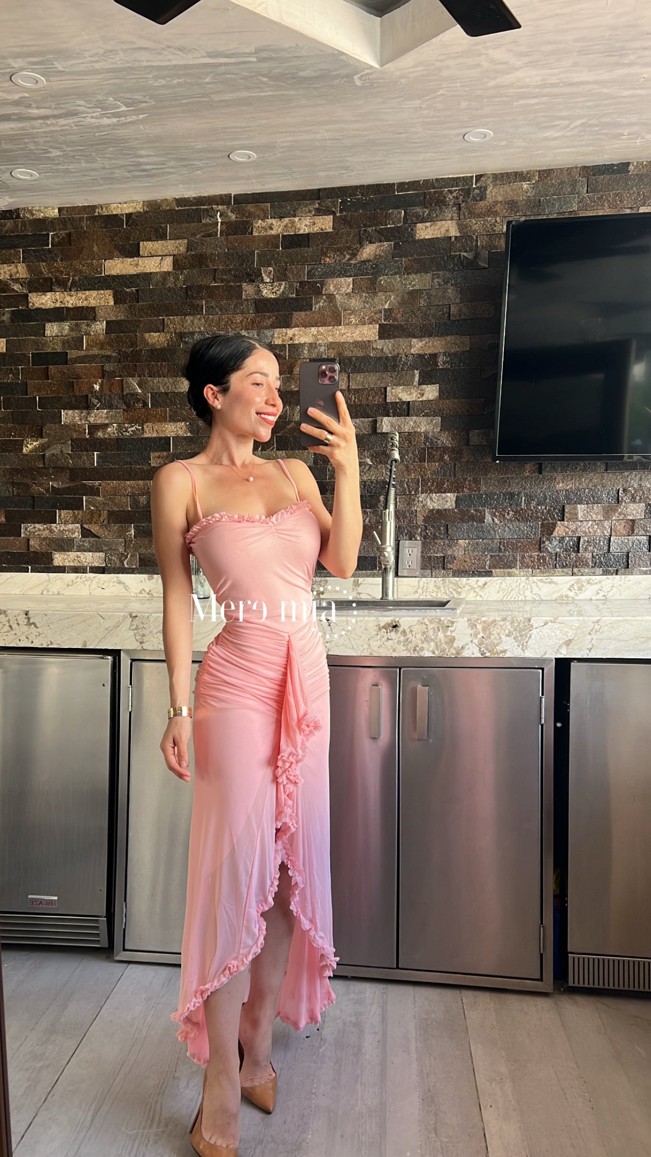 Vestido escarola plisado