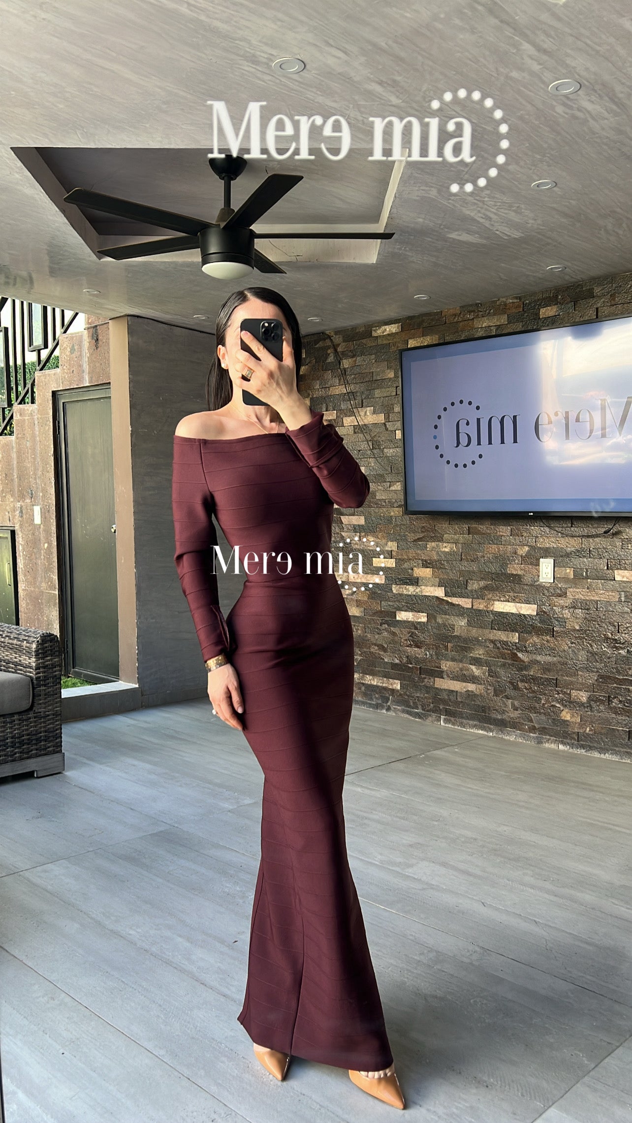 Vestido rayado escote U