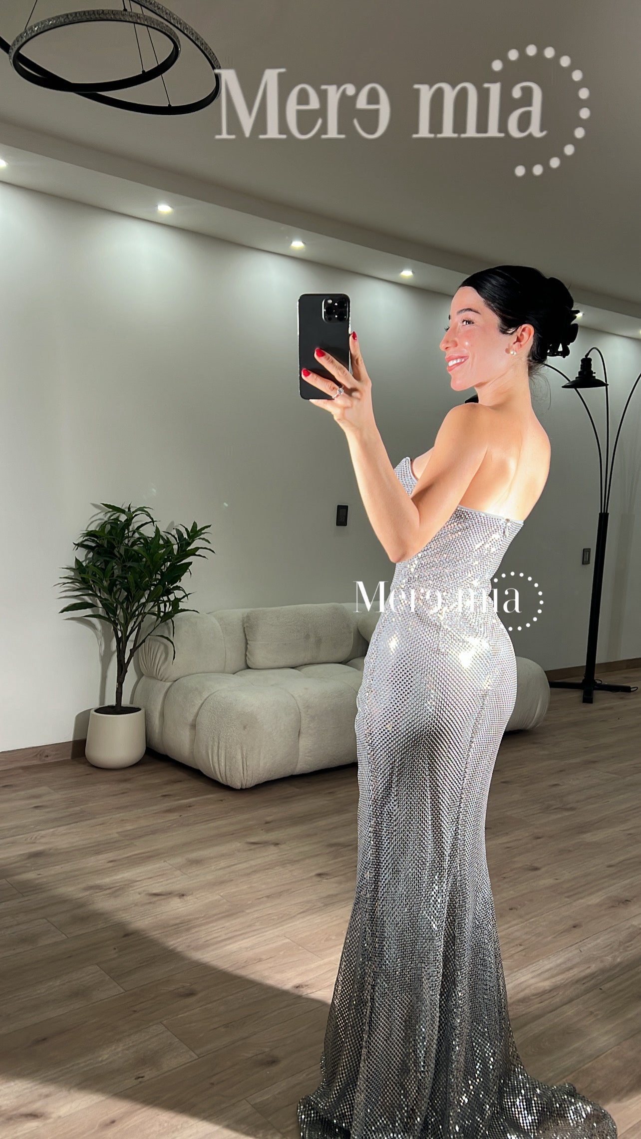 Vestido plata asimétrico