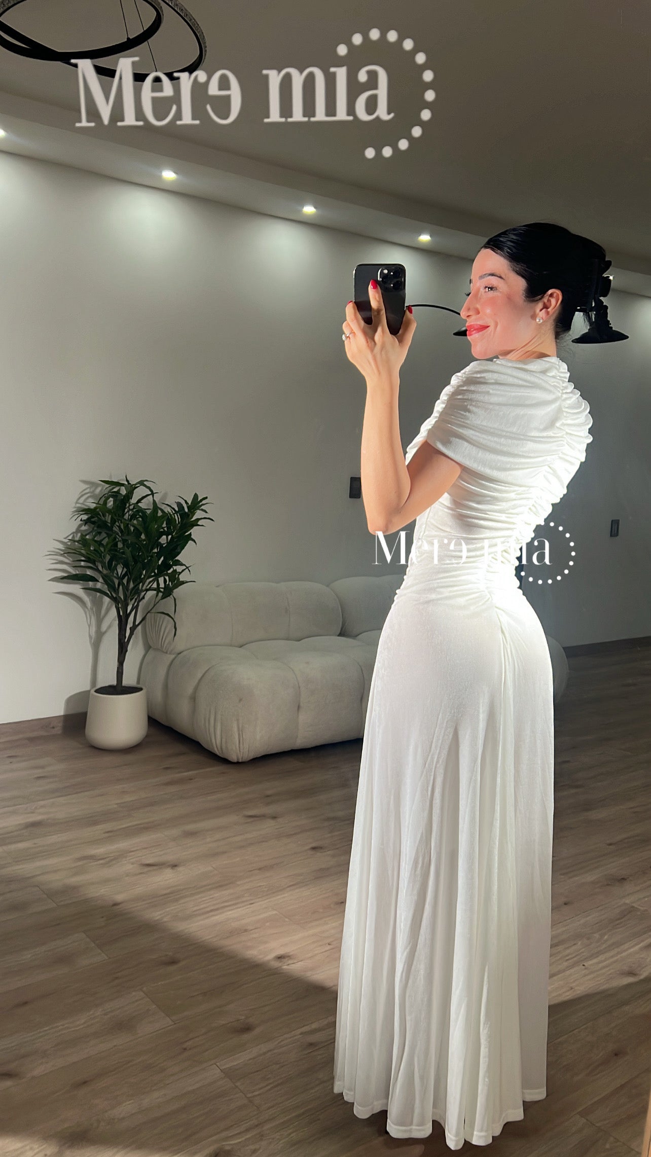 Vestido chal plisado cuello