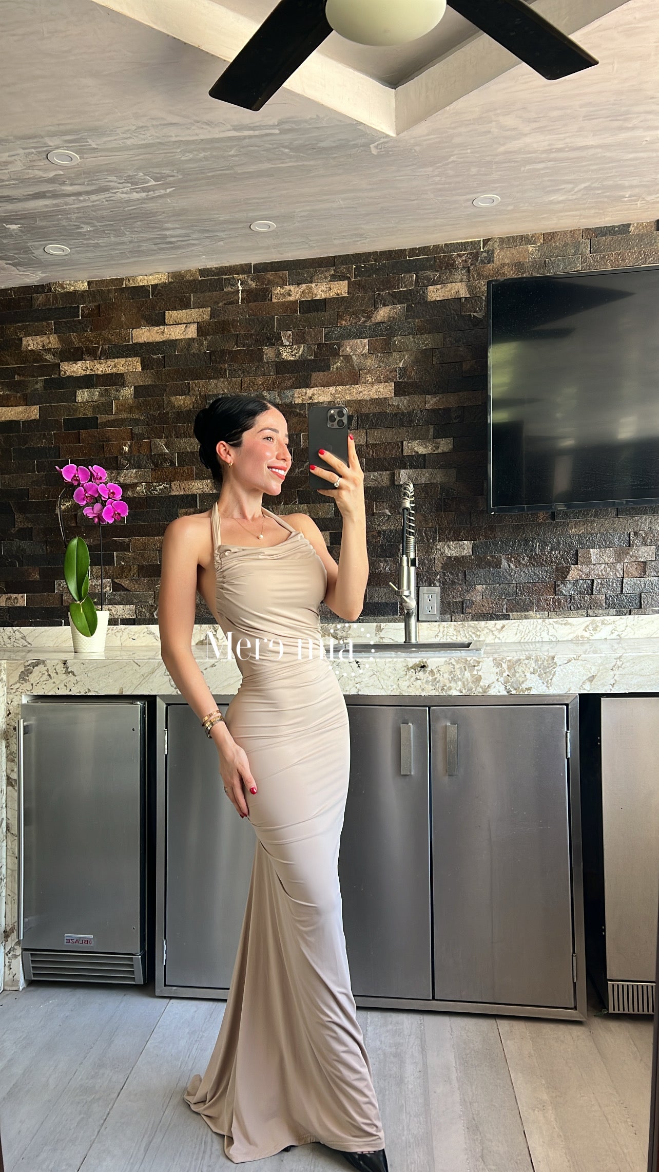 Vestido espalda v plisado