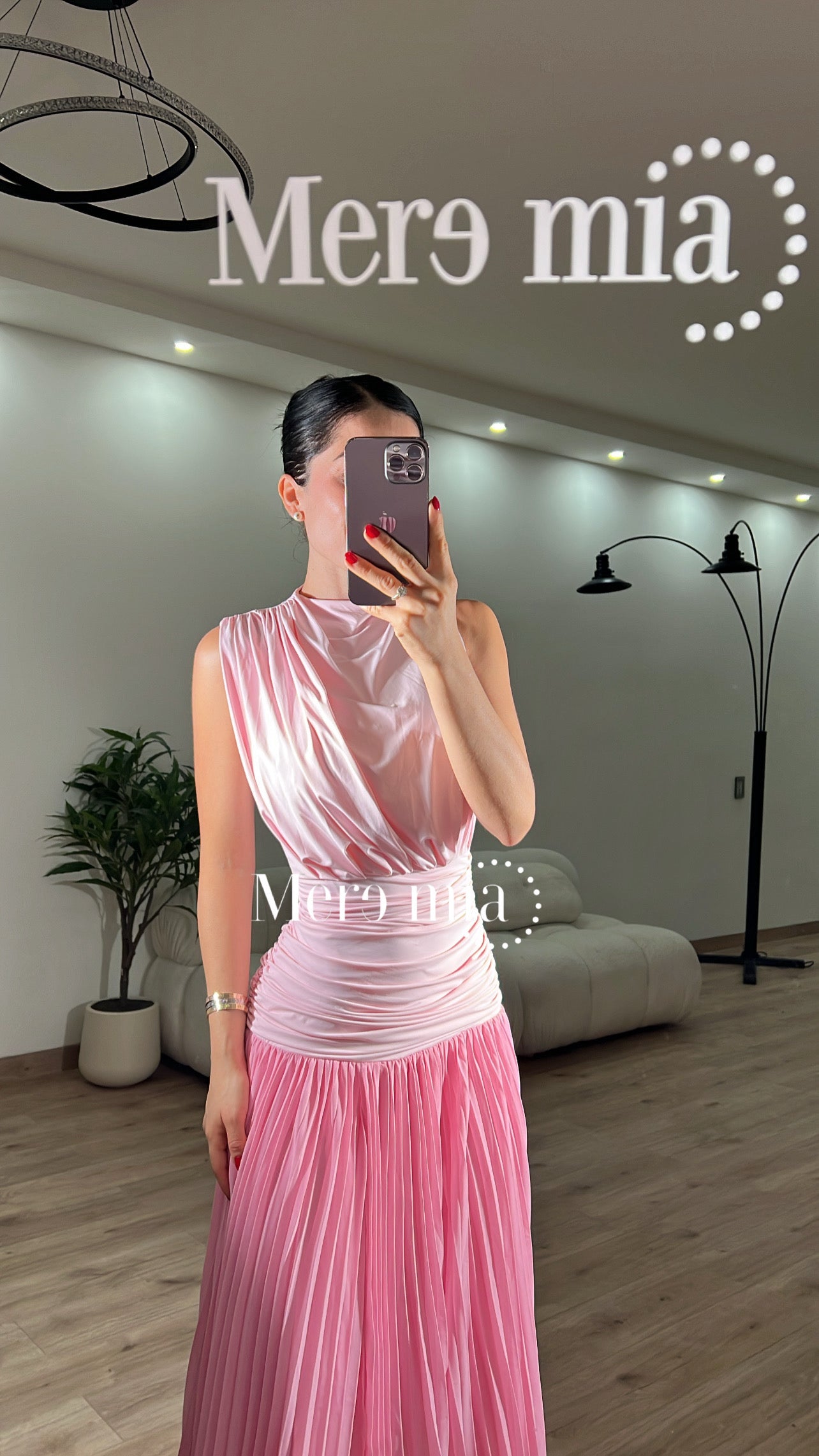 Vestido drapeado plisado cint