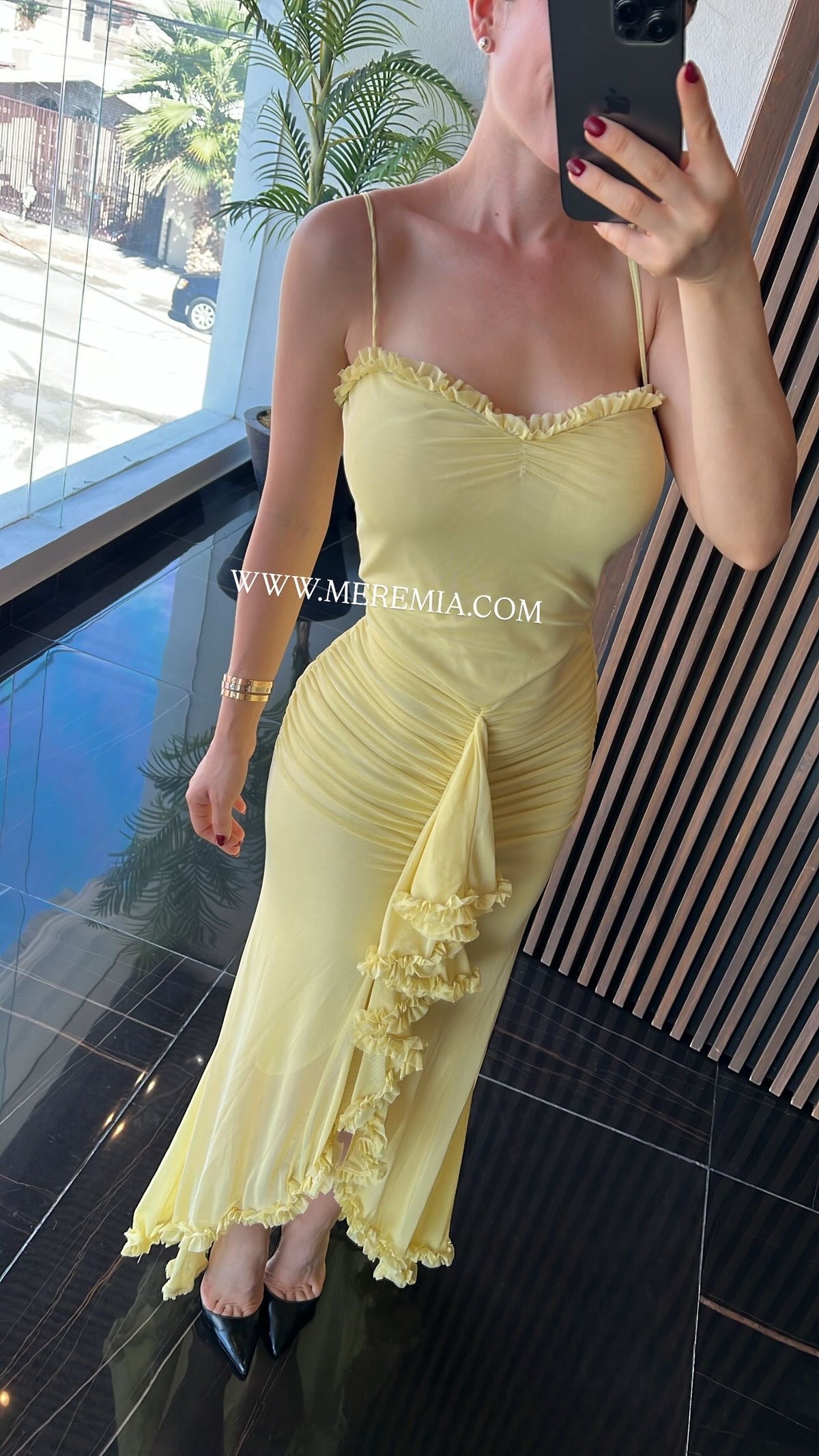 Vestido escarola plisado