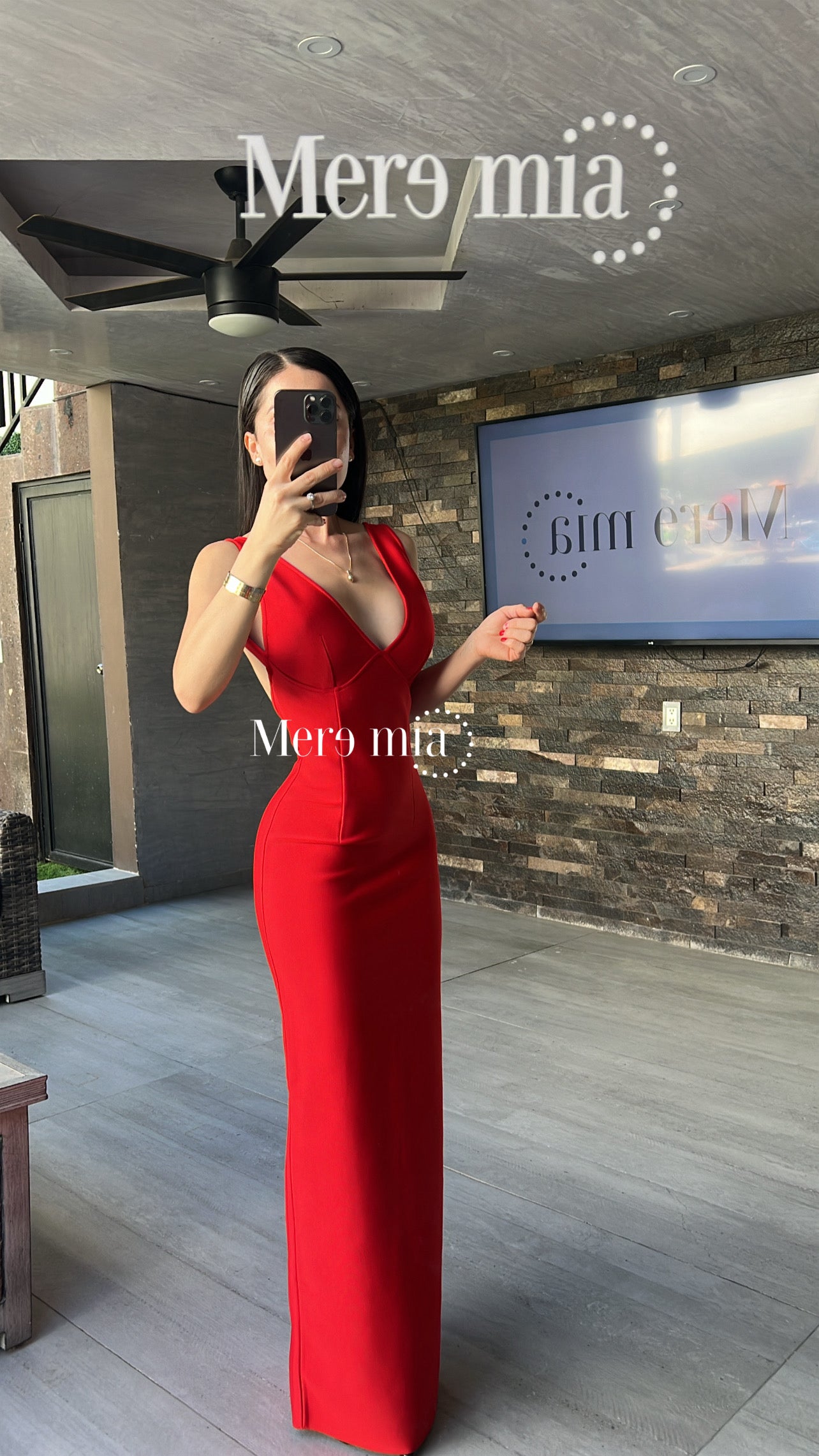 Vestido rayado escote V