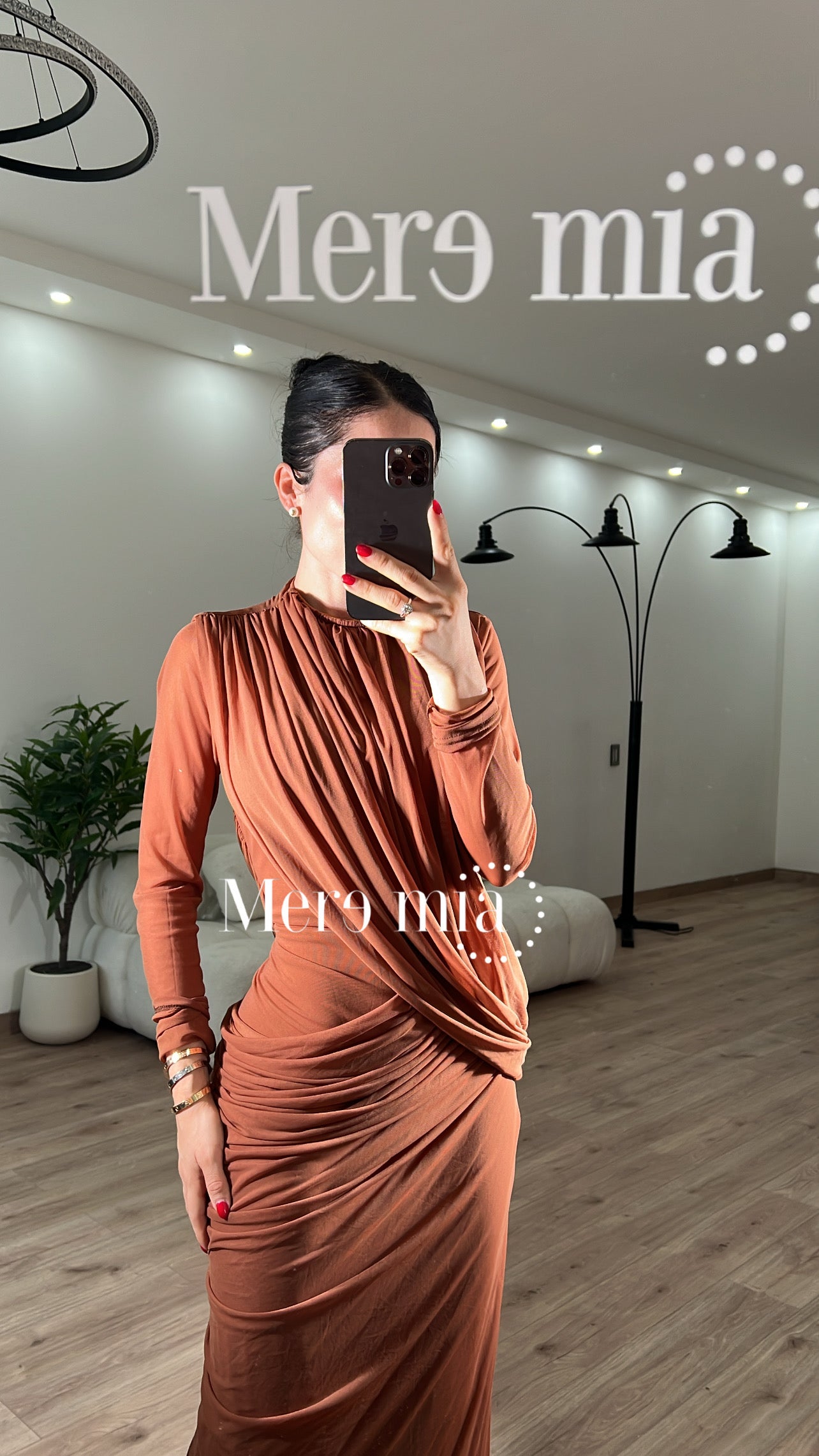 Vestido estola plisada