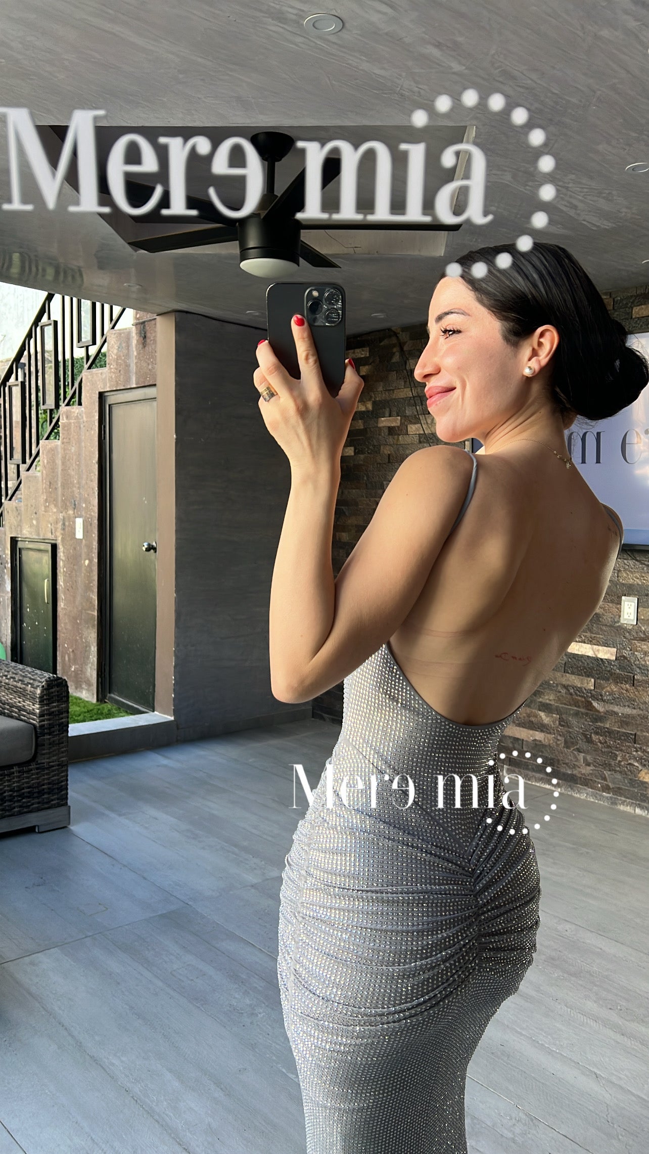 Vestido plata puntos nudo