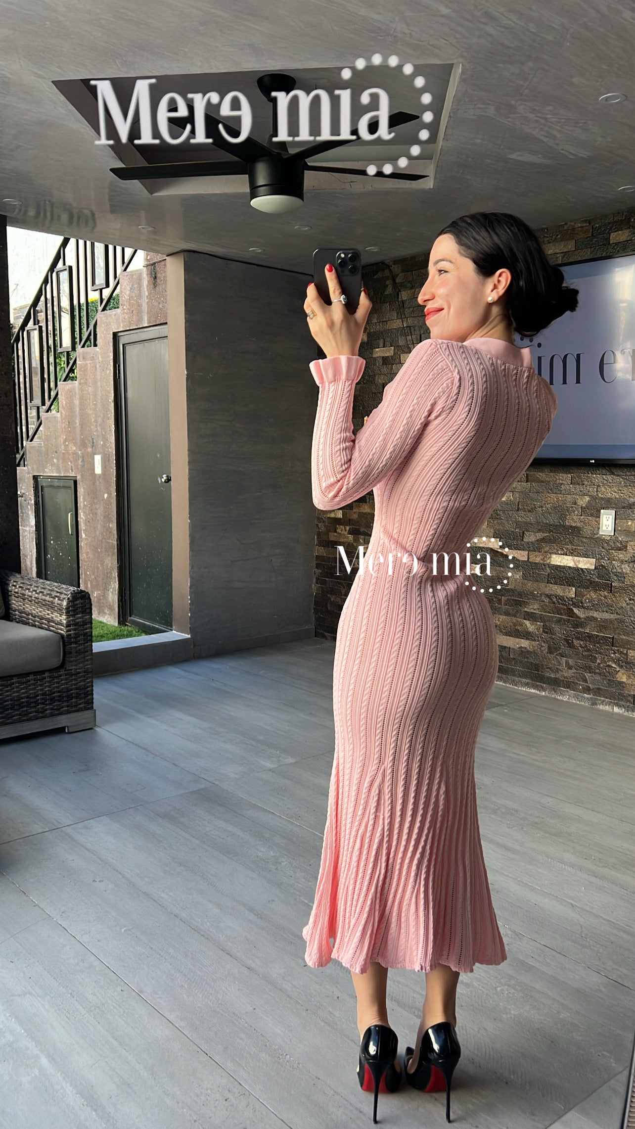 Vestido rosa botones Olanes abajo