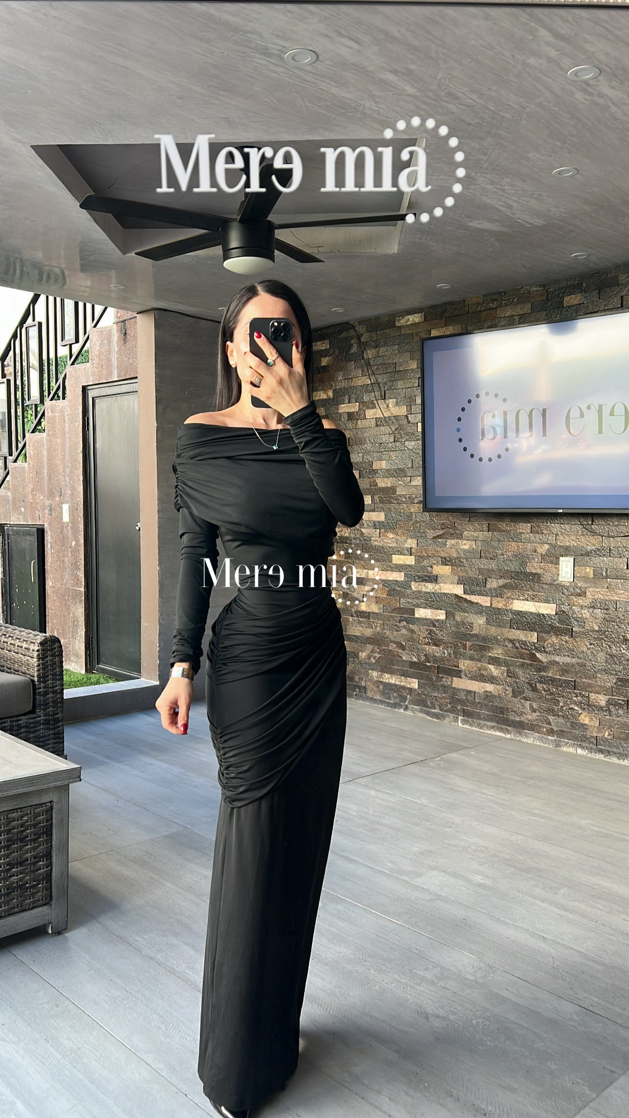 Vestido negro plisado ml