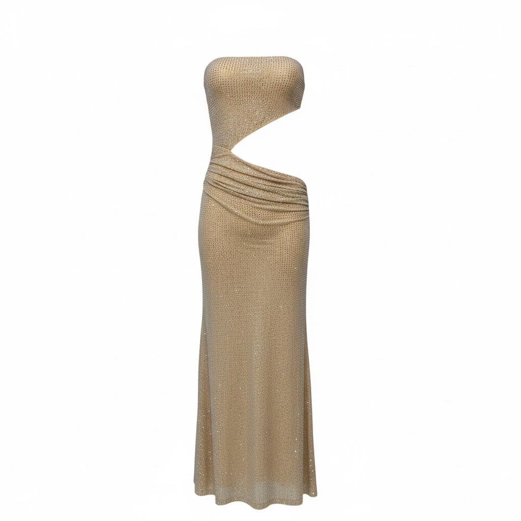 Vestido nude abertura lado