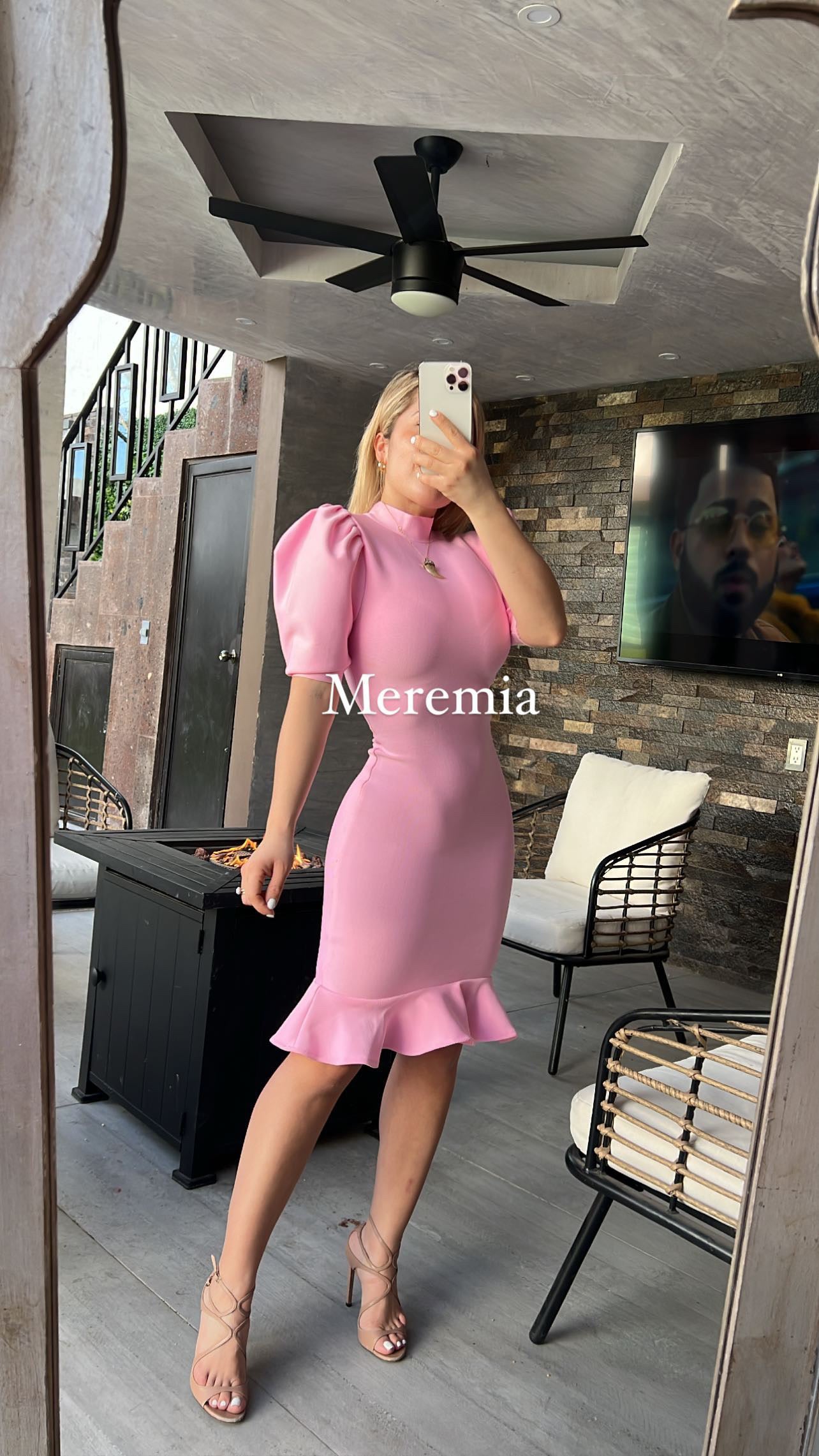 Vestido rosa palo mangas Meremiamx