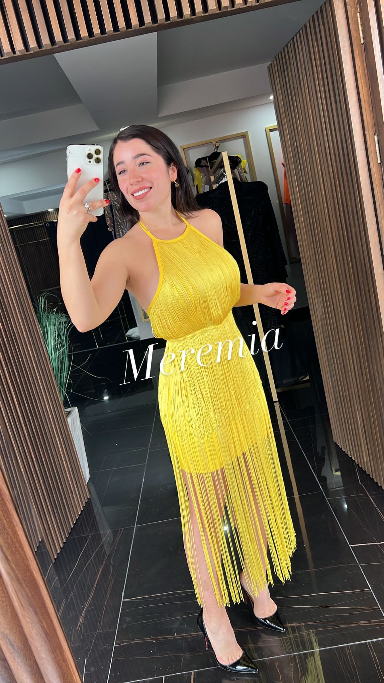 Vestido amarillo strapless tipo corset – Meremiamx