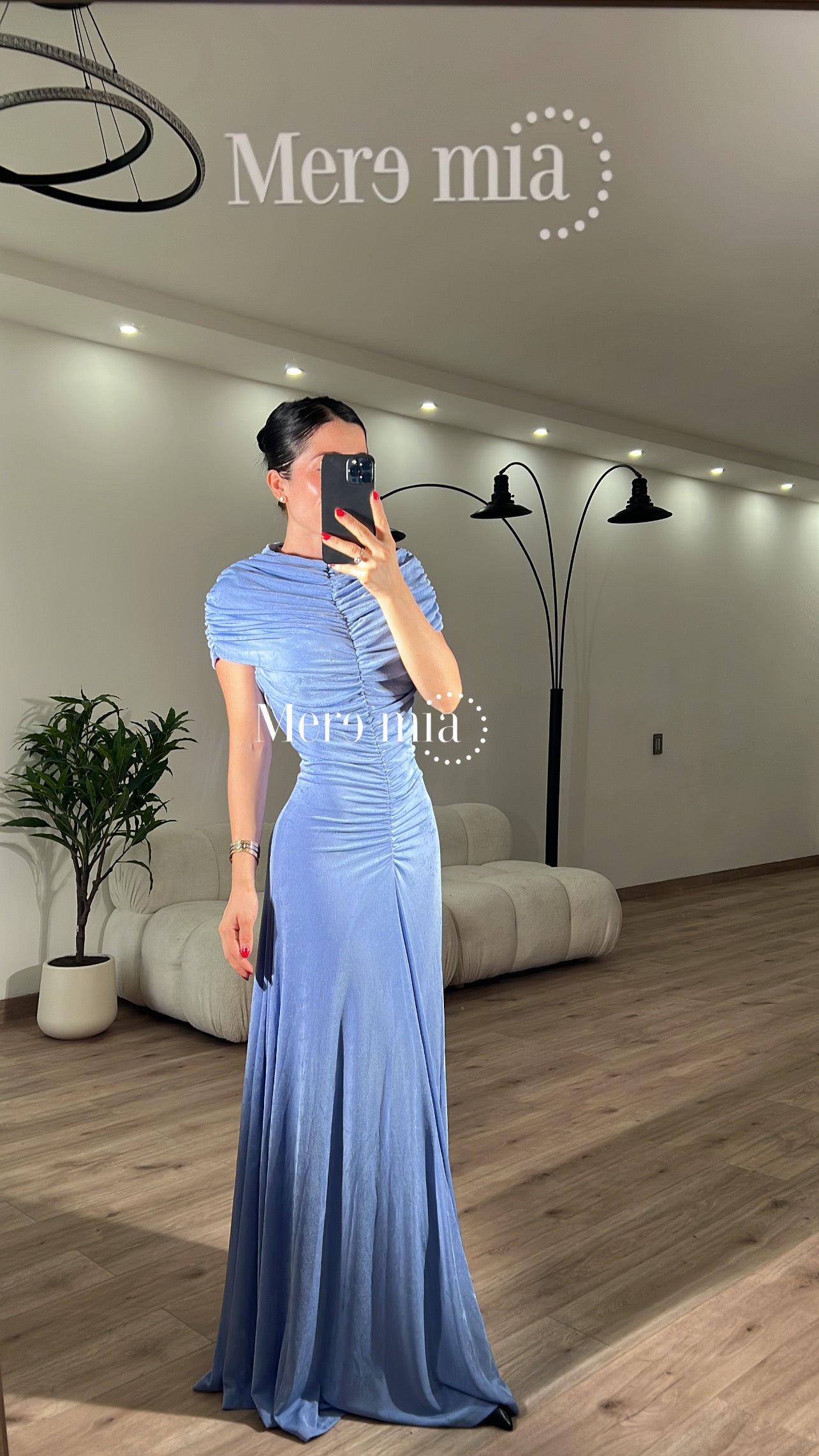 Vestido chal plisado cuello