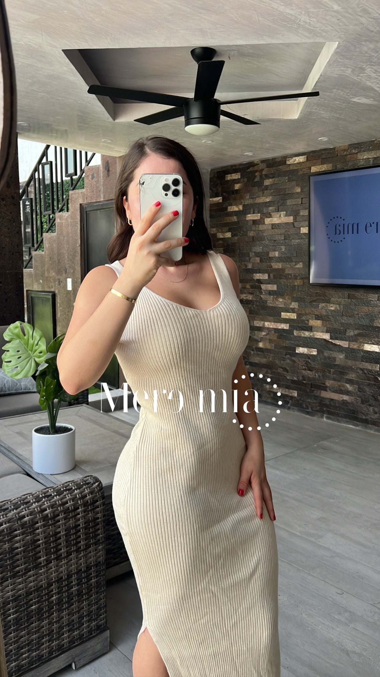 Vestido beige tirantes