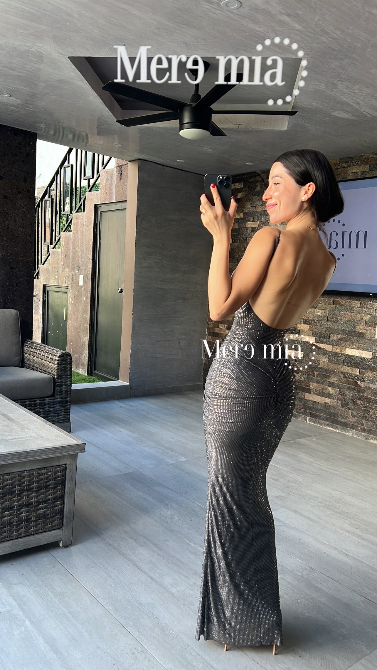 Vestido gris puntos nudo