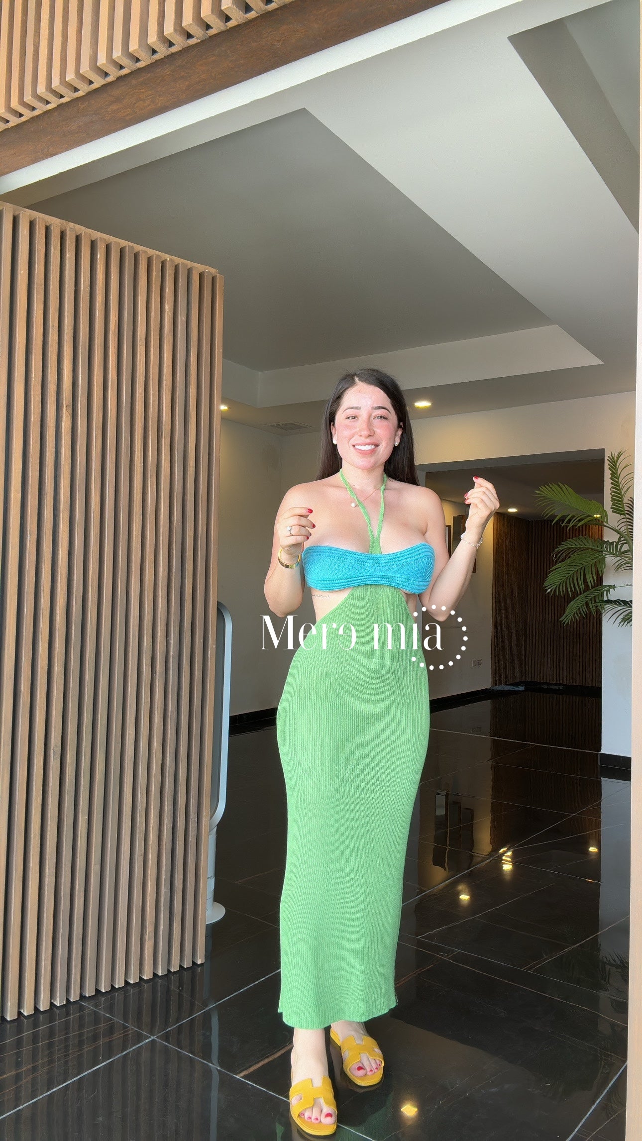 Vestido halter verde azul