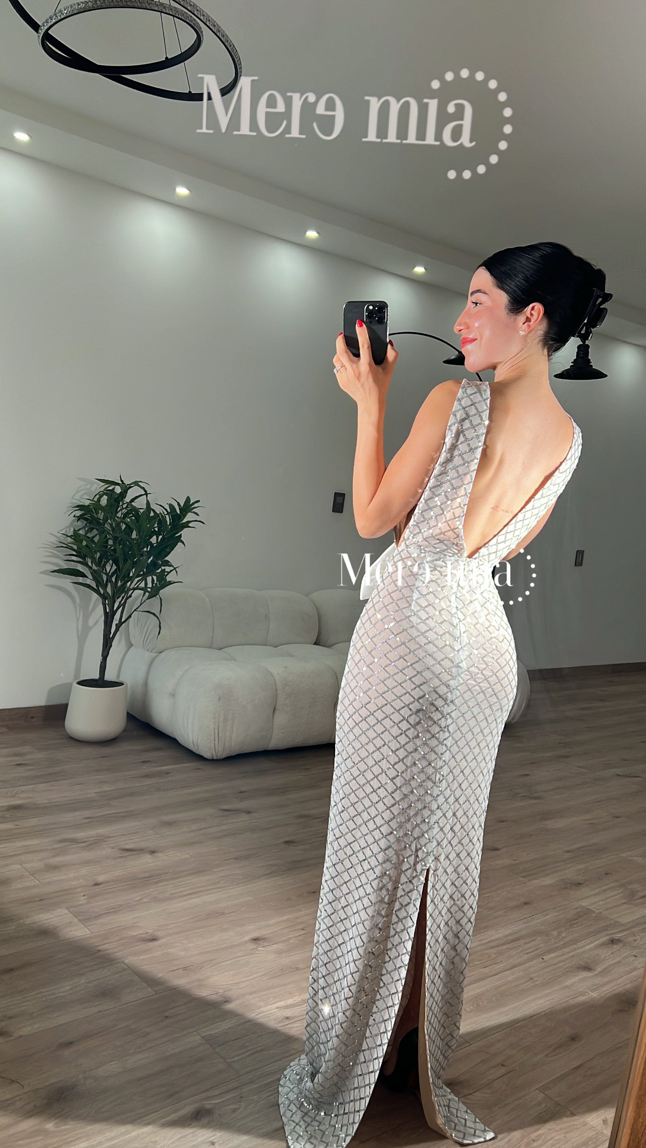 Vestido moño plata