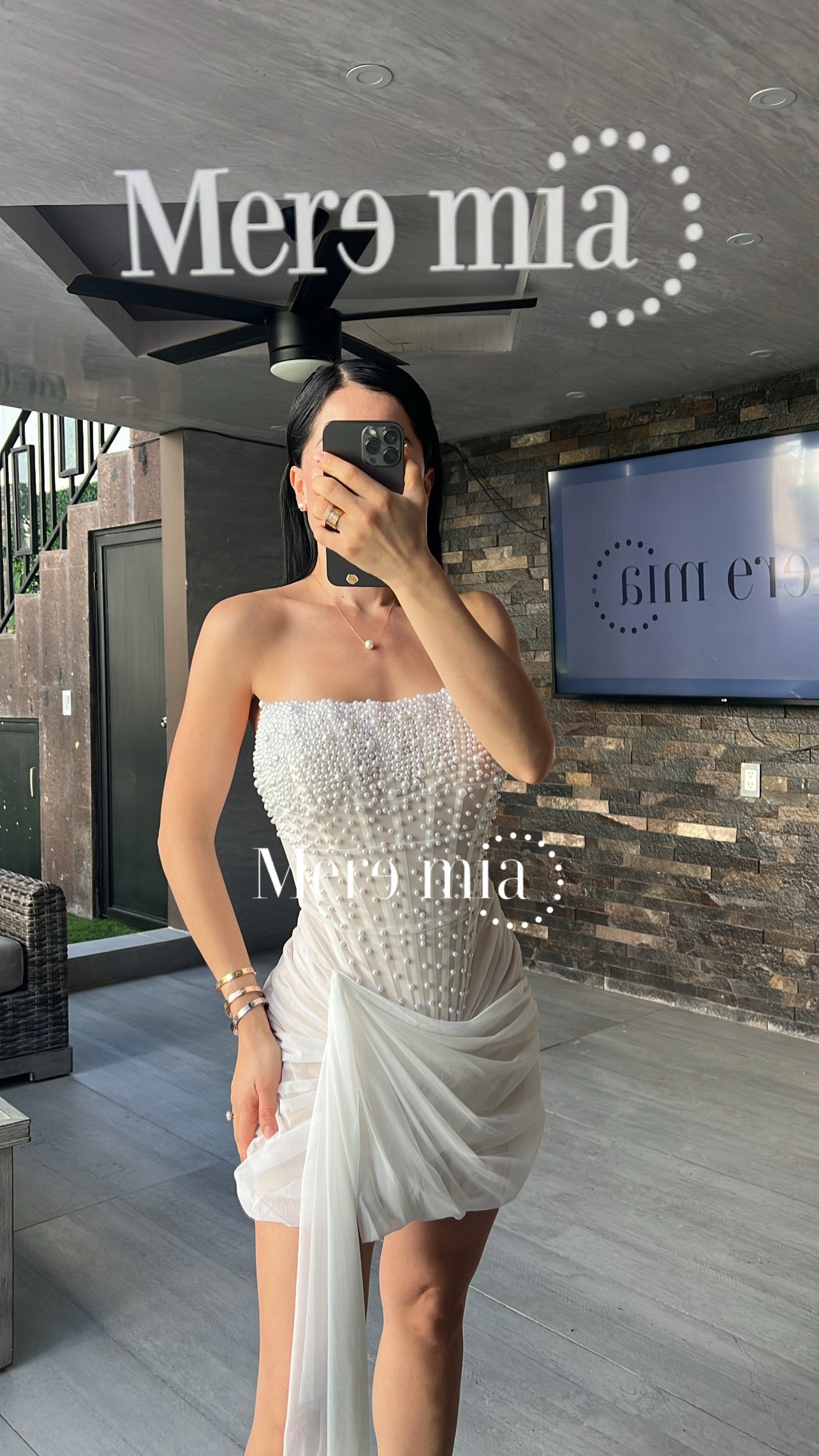 Vestido Blanco Corto Drape