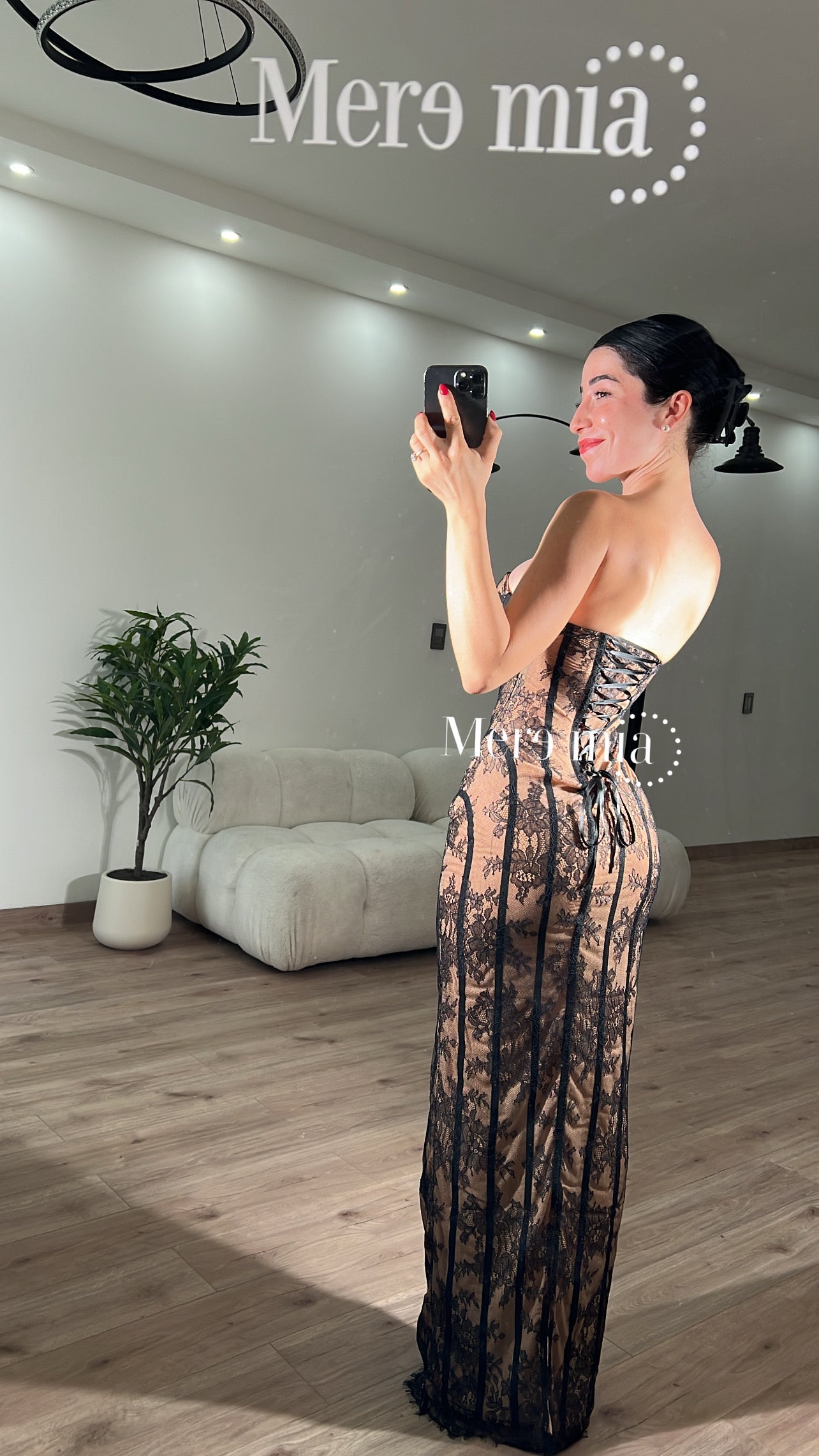 Vestido encaje rayas