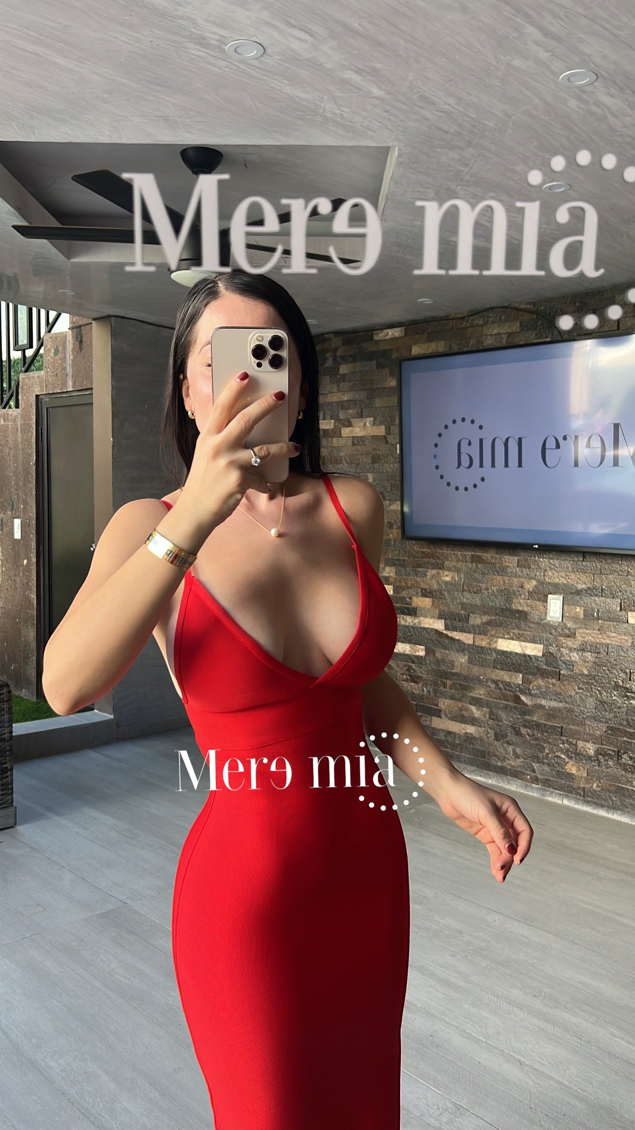 Vestido rojo  midi liso